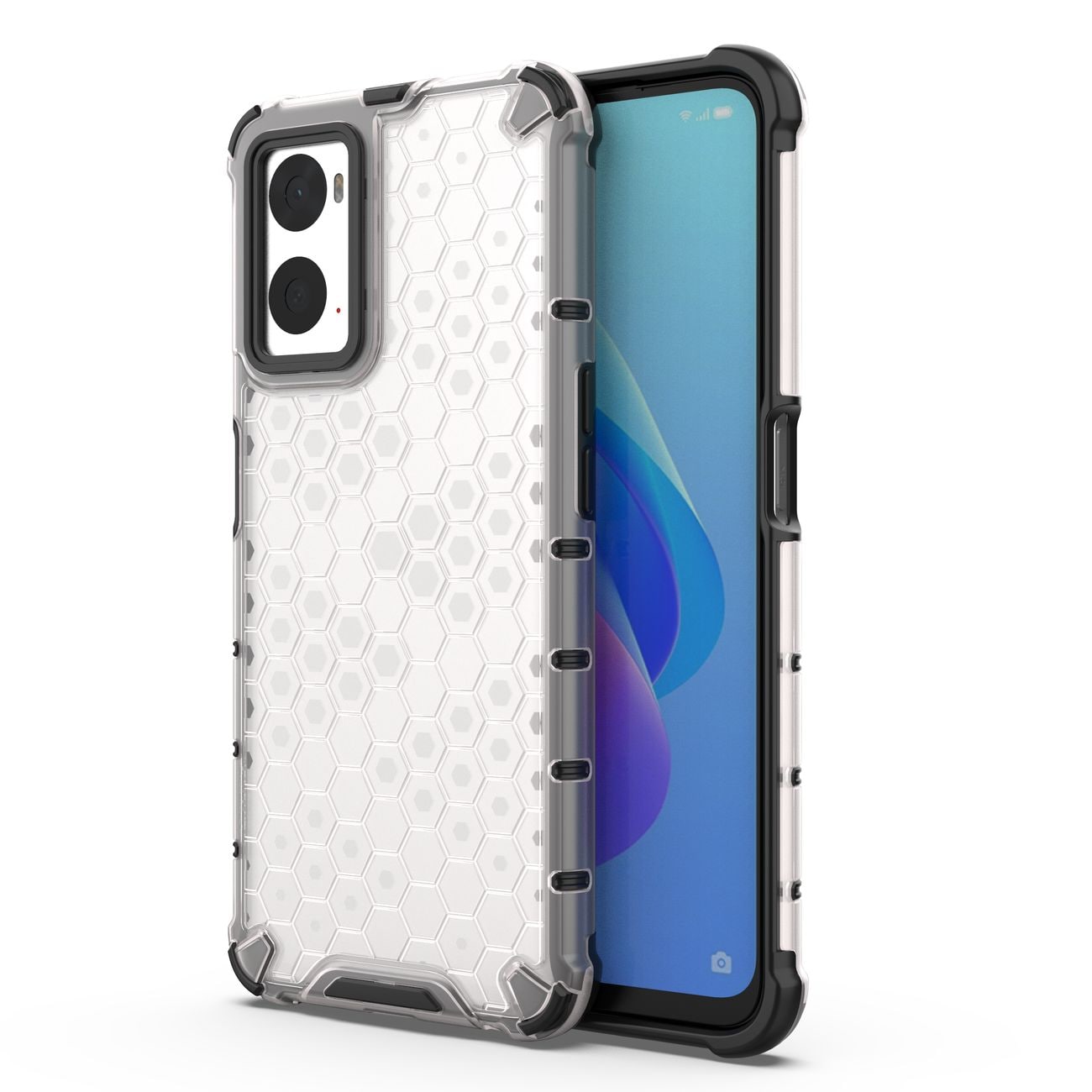 Honeycomb-kasse pansret cover med gelramme Oppo A76 / Oppo A36 / Realme 9i transparent