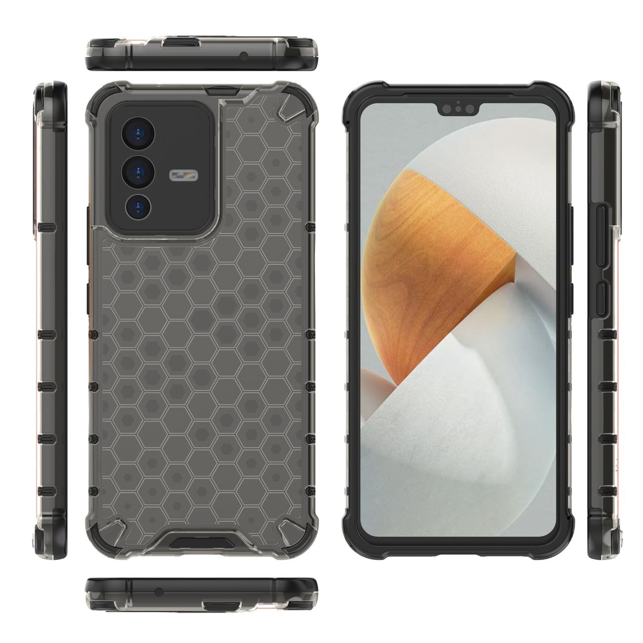 Honeycomb-kasse pansret cover med en gelramme Vivo V23 5G sort