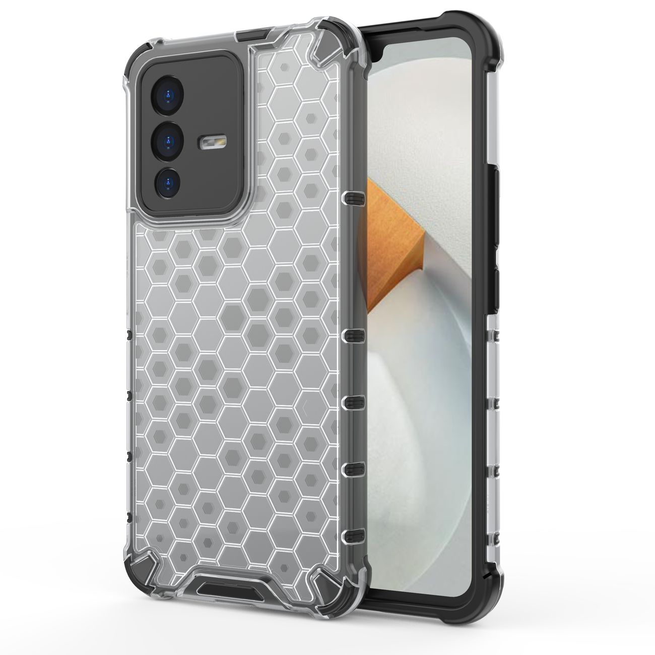 Pansret honeycomb-cover med gelramme til Vivo V23 5G transparent