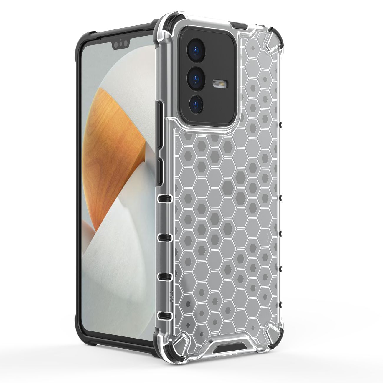Pansret honeycomb-cover med gelramme til Vivo V23 5G transparent