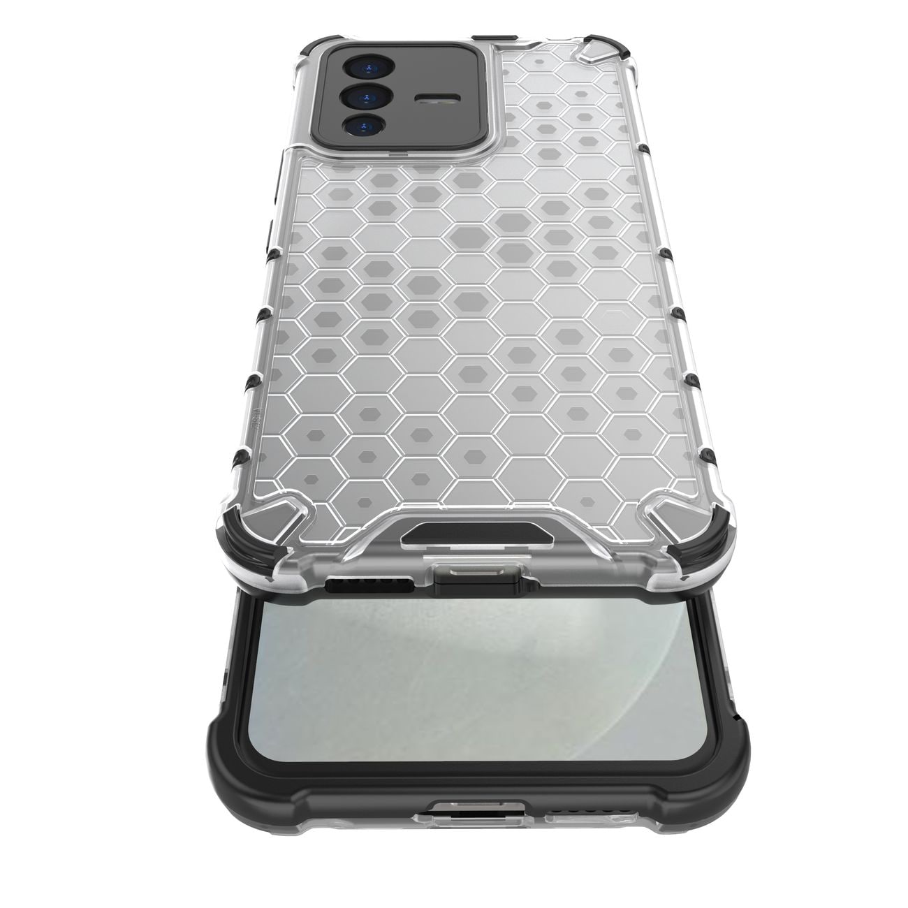 Pansret honeycomb-cover med gelramme til Vivo V23 5G transparent