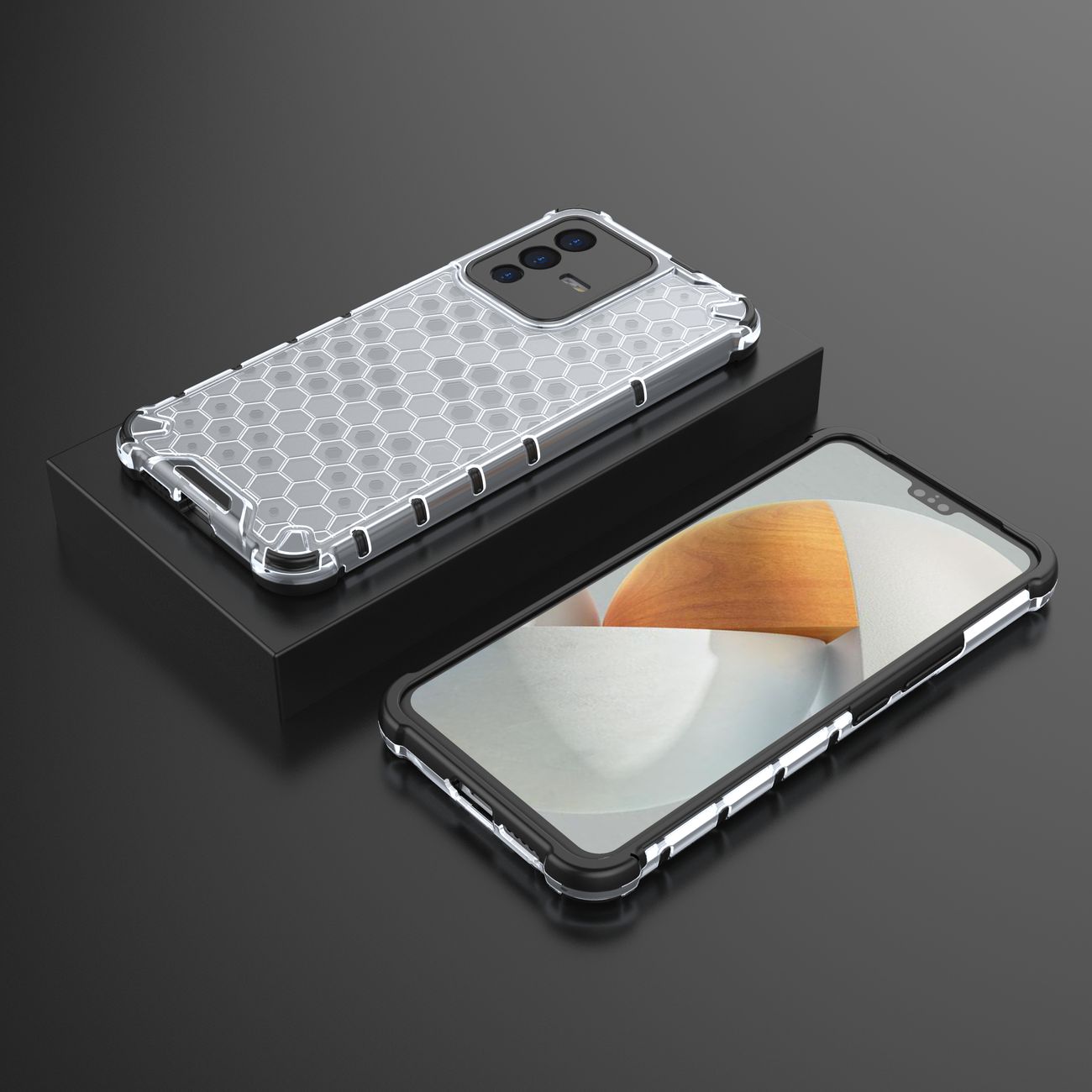 Pansret honeycomb-cover med gelramme til Vivo V23 5G transparent