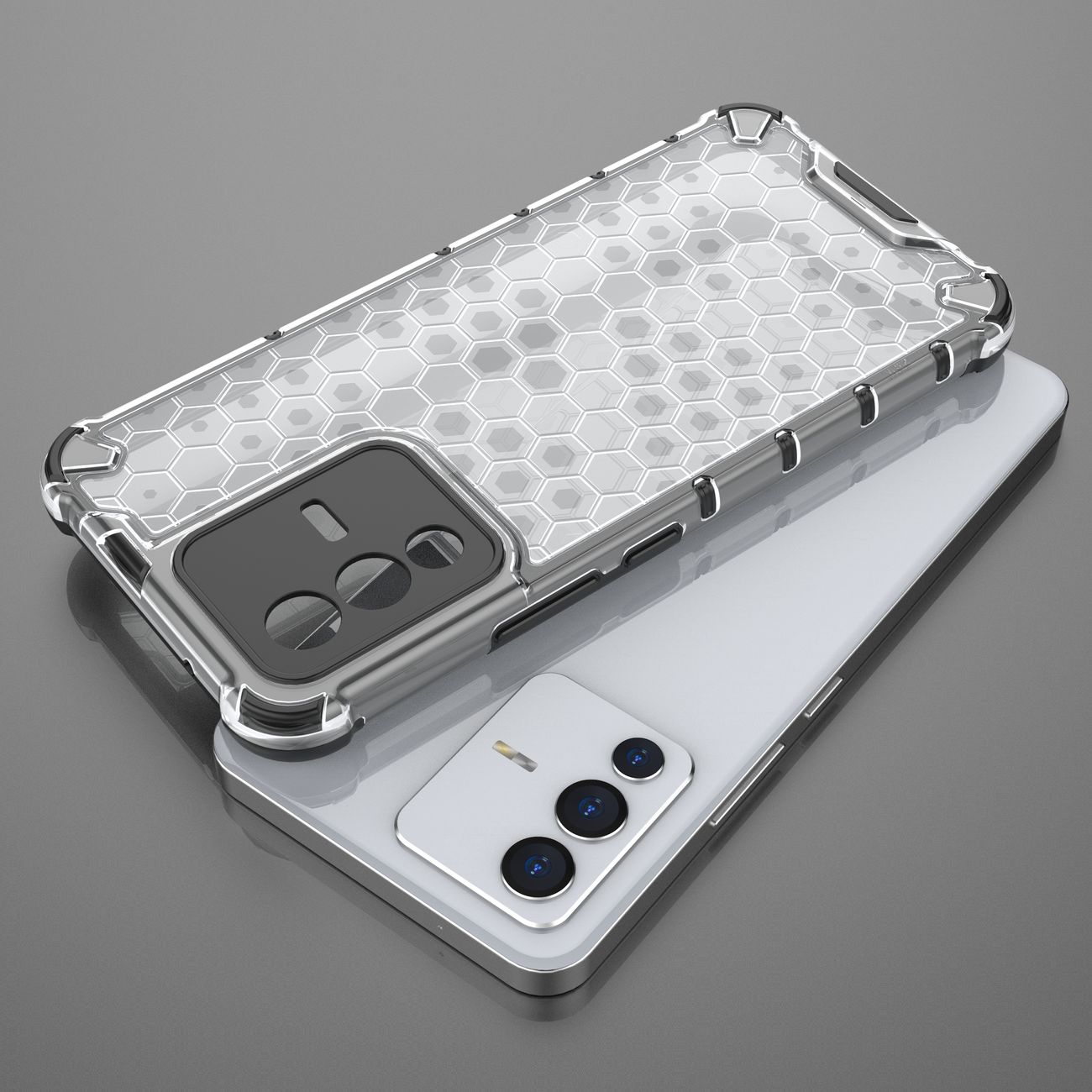 Pansret honeycomb-cover med gelramme til Vivo V23 5G transparent