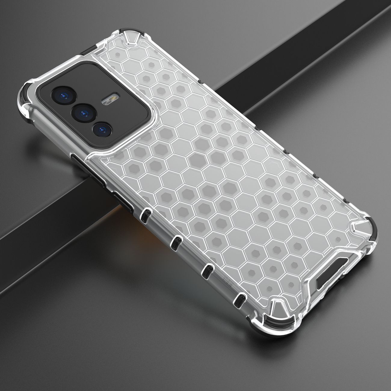 Pansret honeycomb-cover med gelramme til Vivo V23 5G transparent