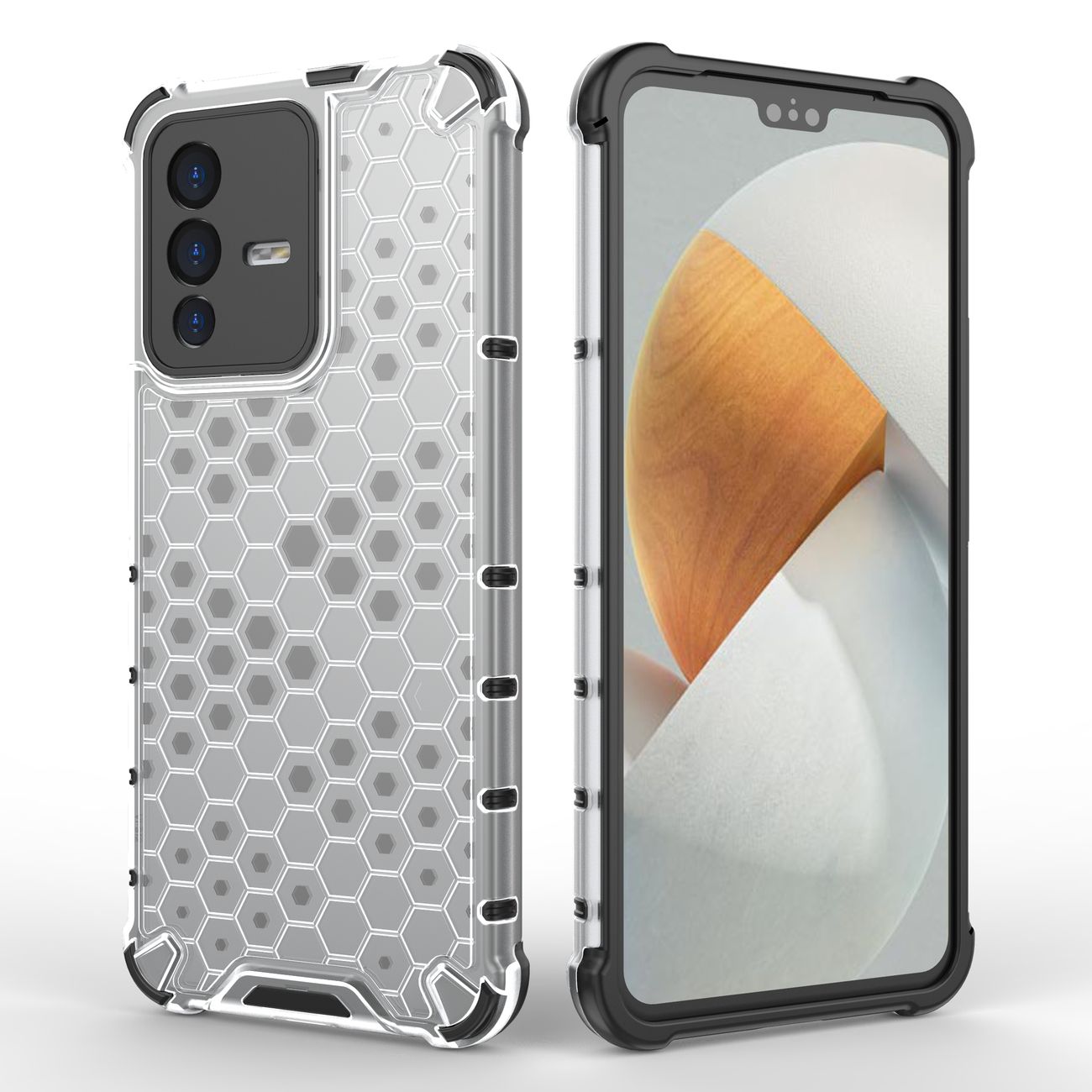 Pansret honeycomb-cover med gelramme til Vivo V23 5G transparent