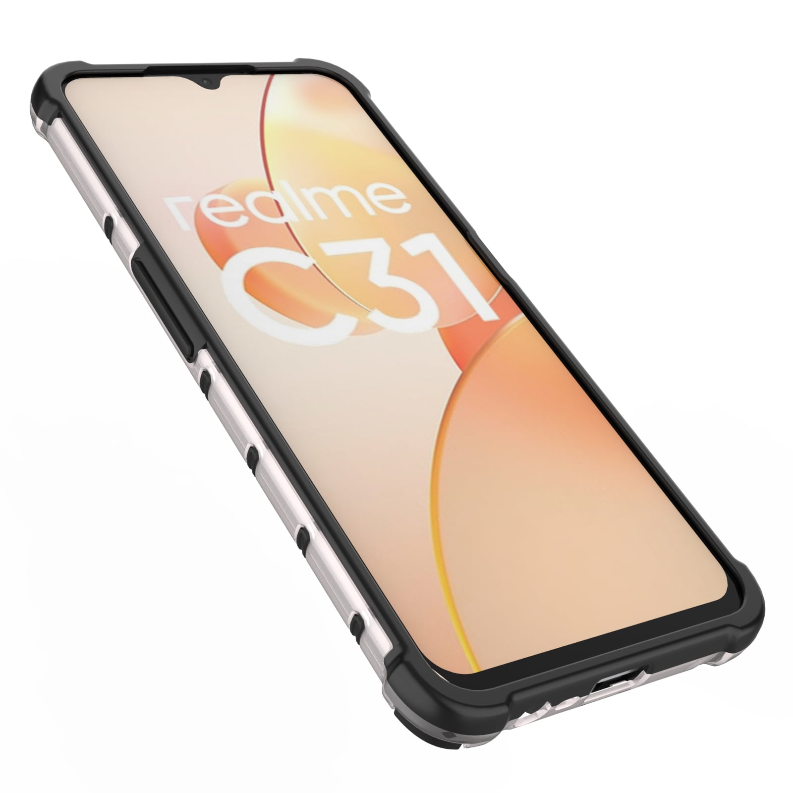 Honeycomb case pansret cover med geleramme Realme C31 transparent