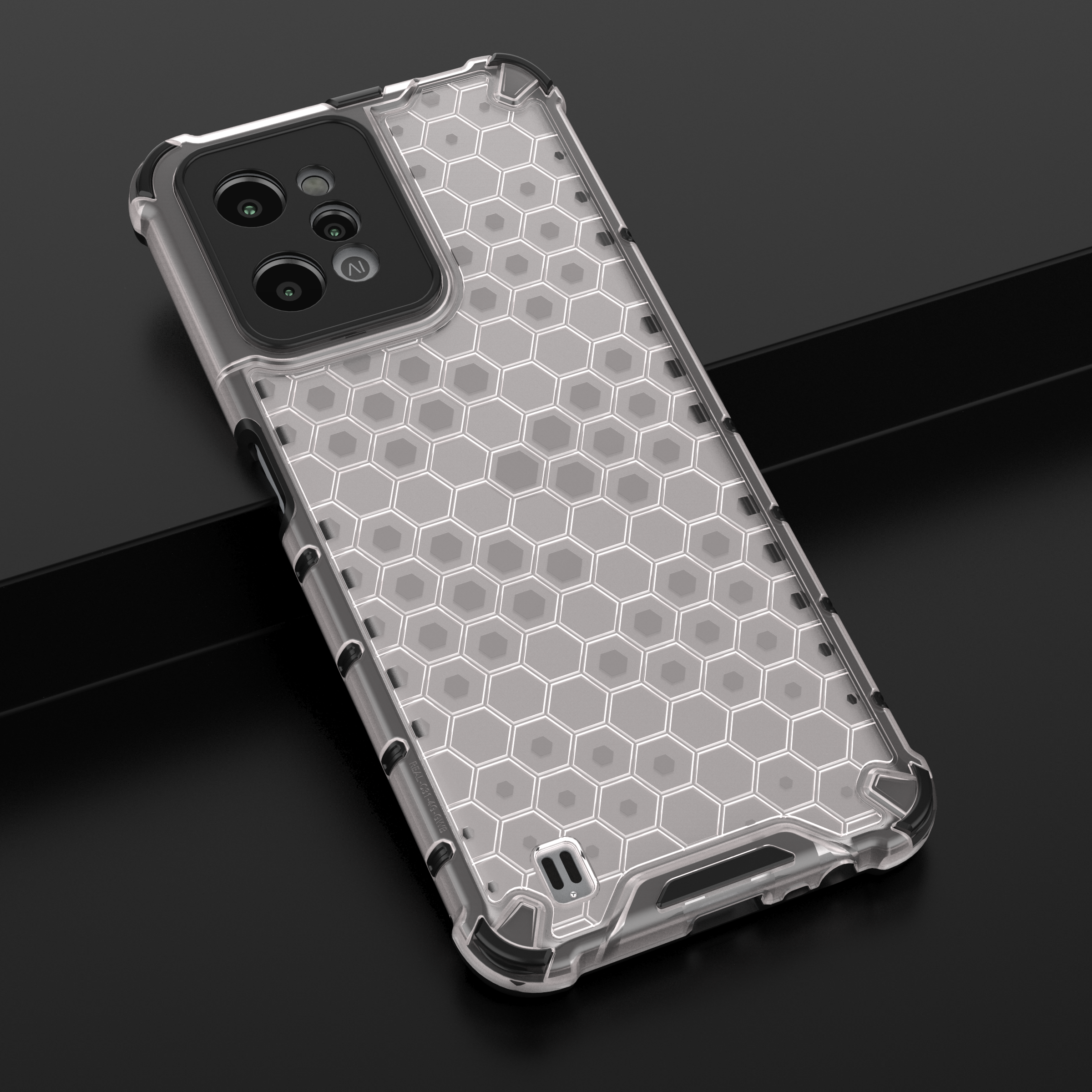 Honeycomb case pansret cover med geleramme Realme C31 transparent