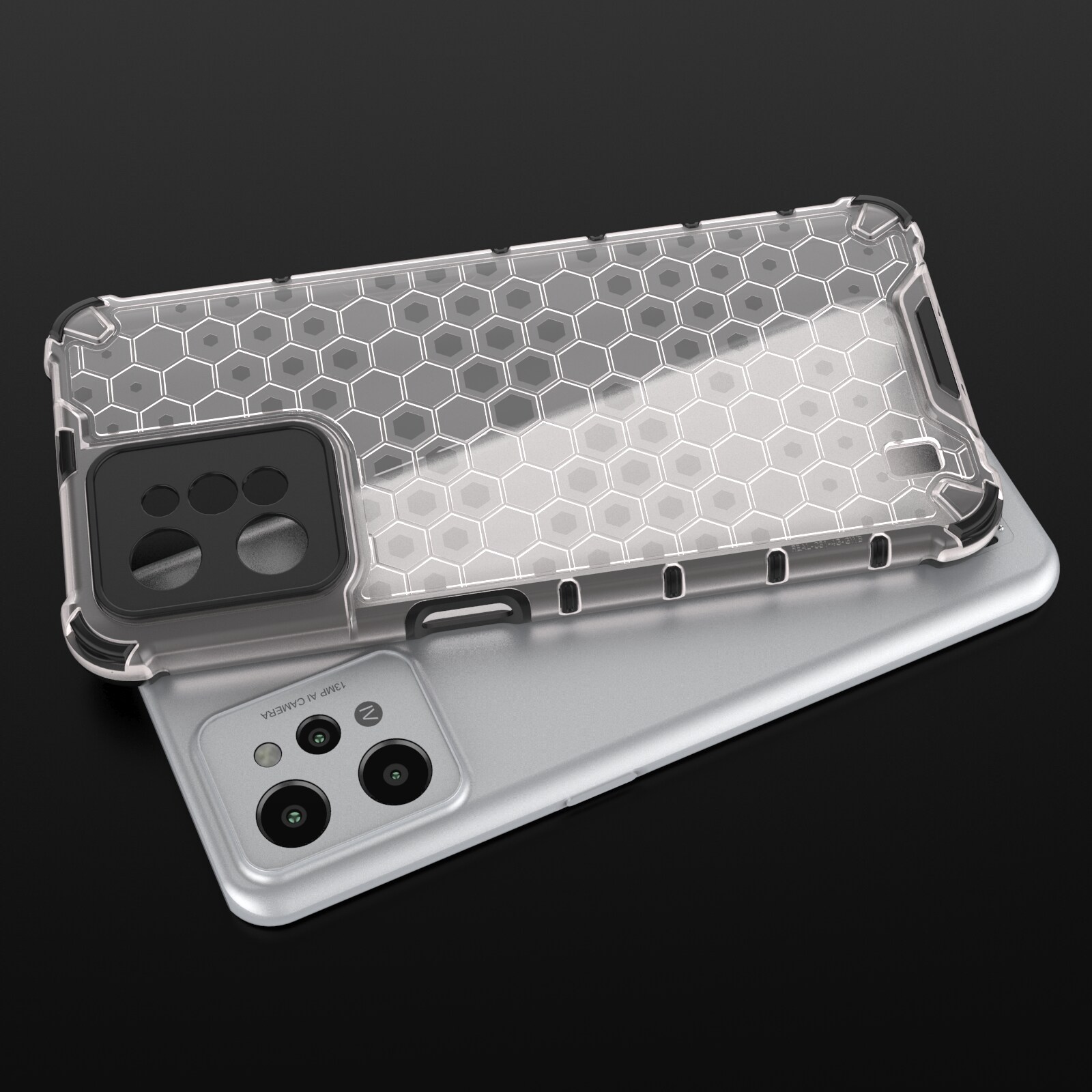 Honeycomb case pansret cover med geleramme Realme C31 transparent