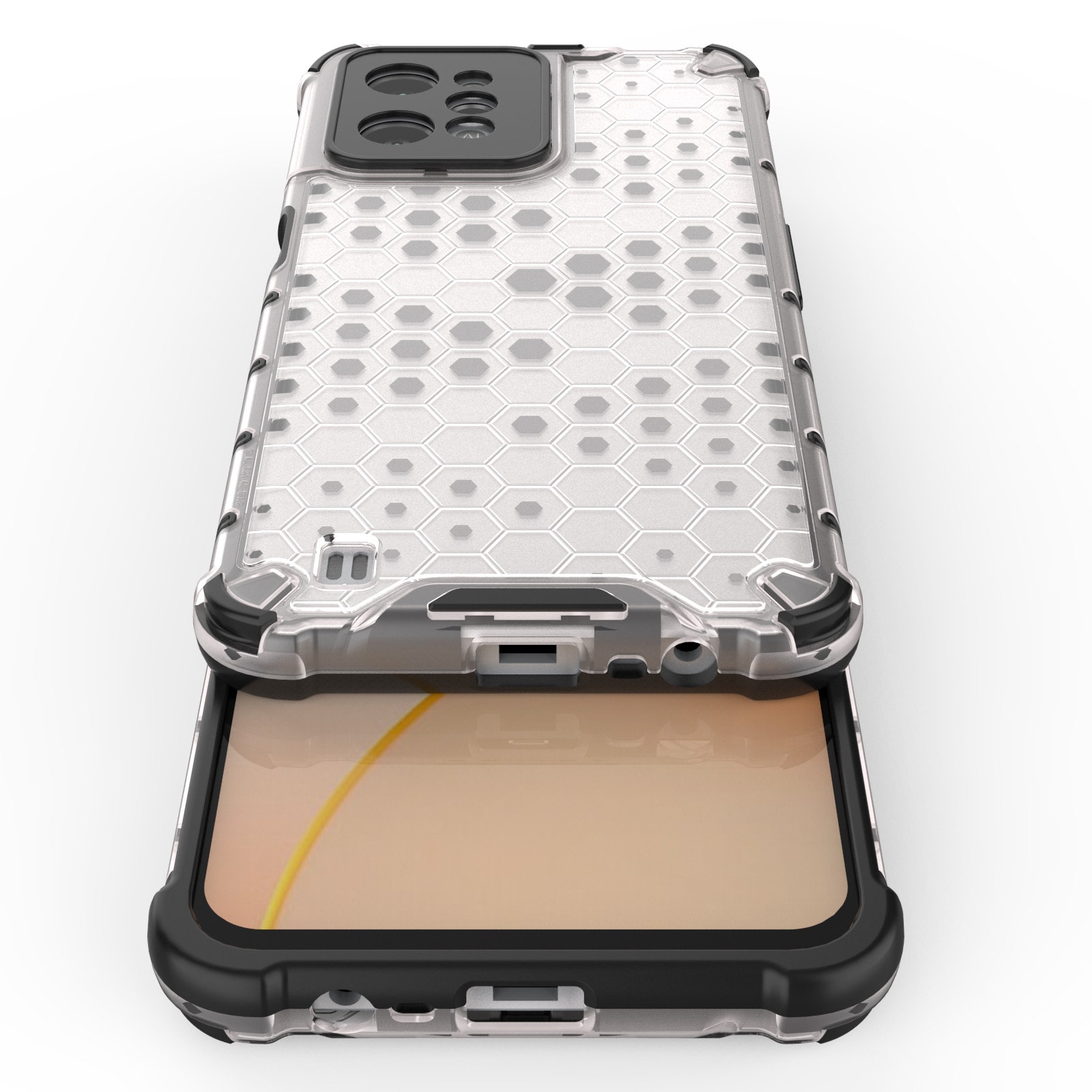 Honeycomb case pansret cover med geleramme Realme C31 transparent