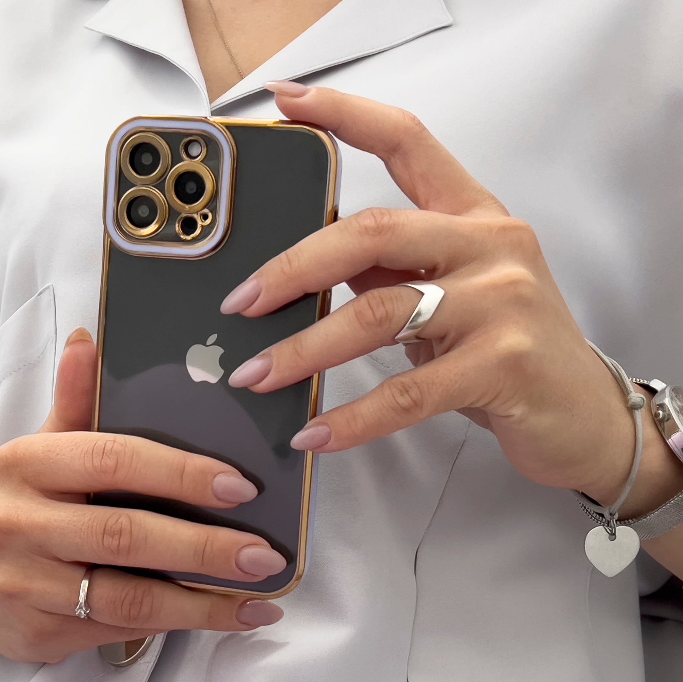 Fashion Case til iPhone 13 Pro Max Gold Frame Gel Cover Red