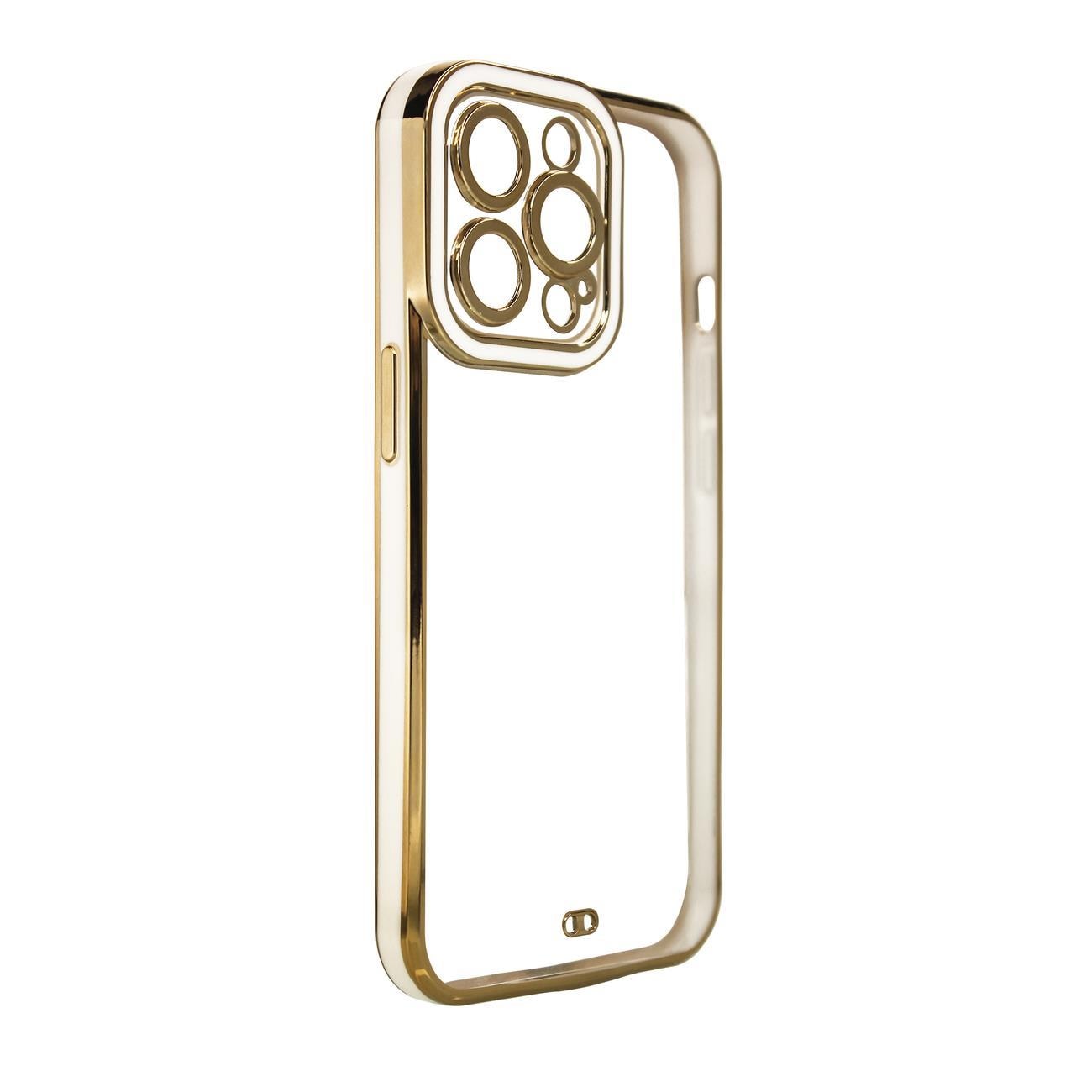 Fashion Case-etui til Samsung Galaxy A12 5G Gold Frame Gel Cover White