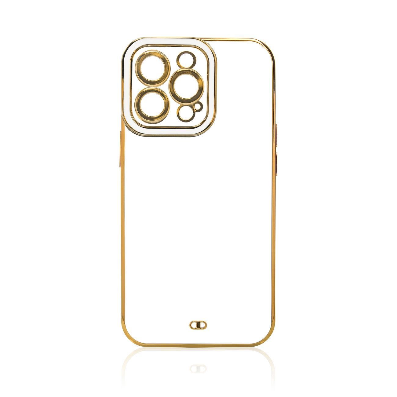 Fashion Case-etui til Samsung Galaxy A12 5G Gold Frame Gel Cover White