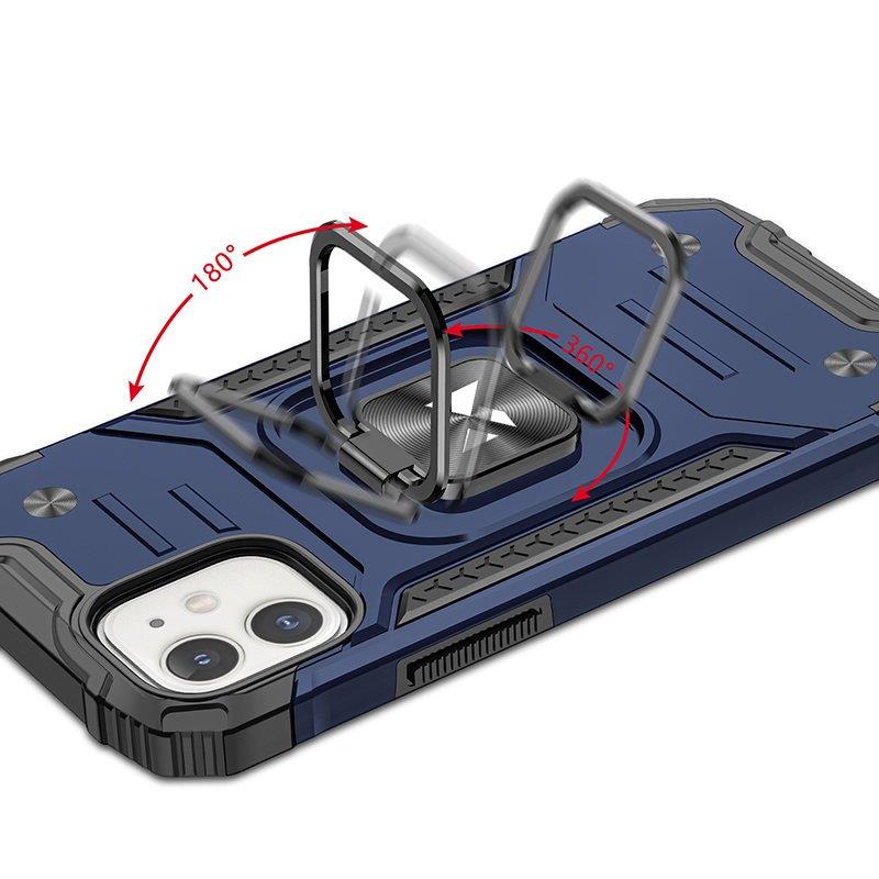 Wozinsky Ring Armor-etui til iPhone 14 Plus pansret cover magnetisk holder ring blå