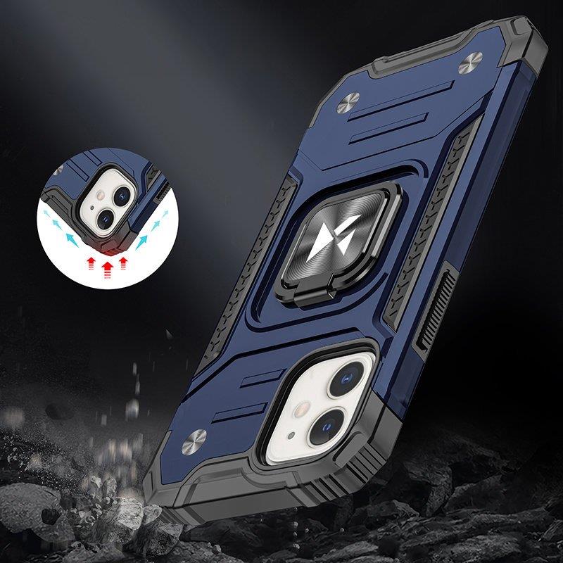Wozinsky Ring Armor-etui til iPhone 14 Plus pansret cover magnetisk holder ring blå