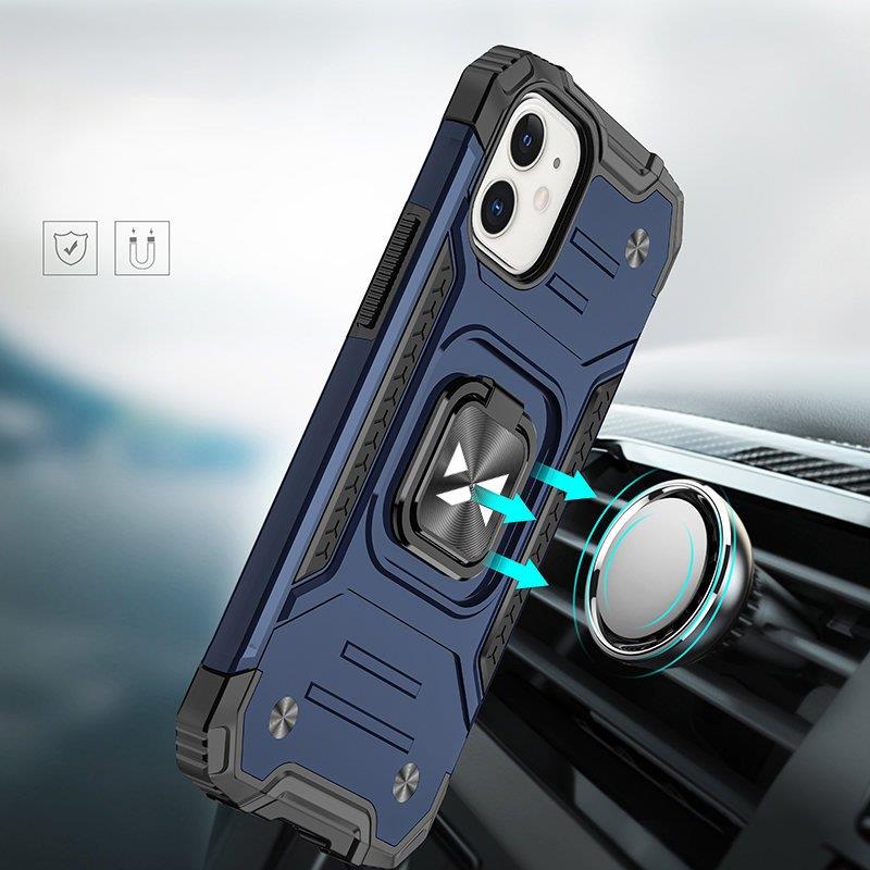 Wozinsky Ring Armor-etui til iPhone 14 Plus pansret cover magnetisk holder ring blå