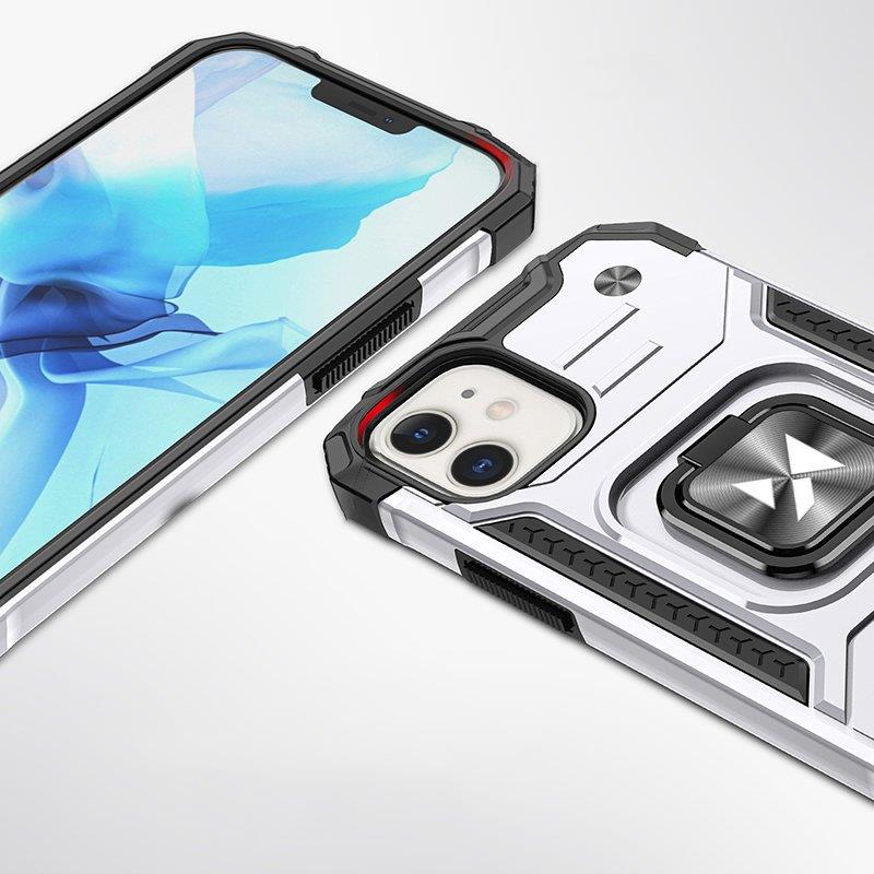 Wozinsky Ring Armor-etui til iPhone 14 panserdæksel magnetisk holder ring sølv
