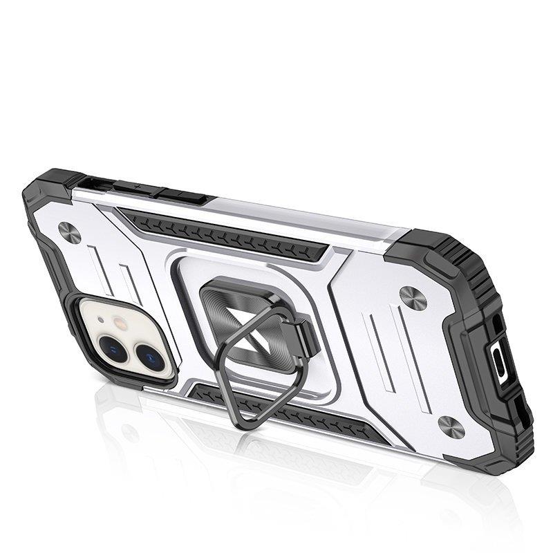 Wozinsky Ring Armor-etui til iPhone 14 panserdæksel magnetisk holder ring sølv