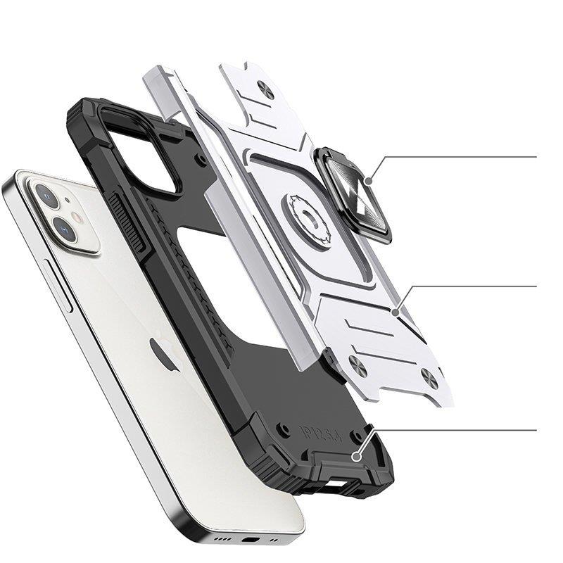 Wozinsky Ring Armor-etui til iPhone 14 panserdæksel magnetisk holder ring sølv