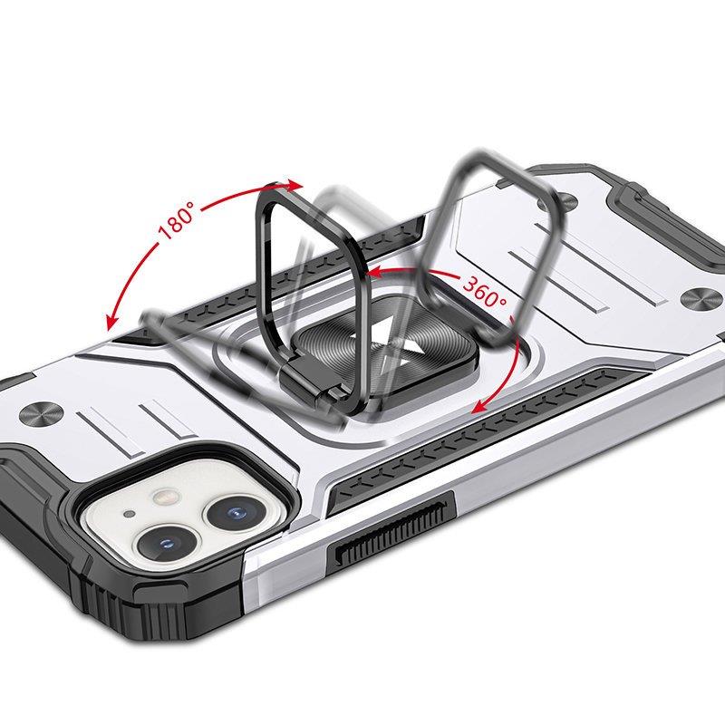 Wozinsky Ring Armor-etui til iPhone 14 panserdæksel magnetisk holder ring sølv