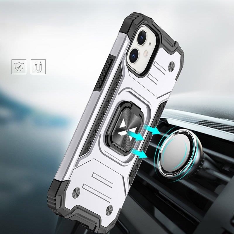 Wozinsky Ring Armor-etui til iPhone 14 panserdæksel magnetisk holder ring sølv