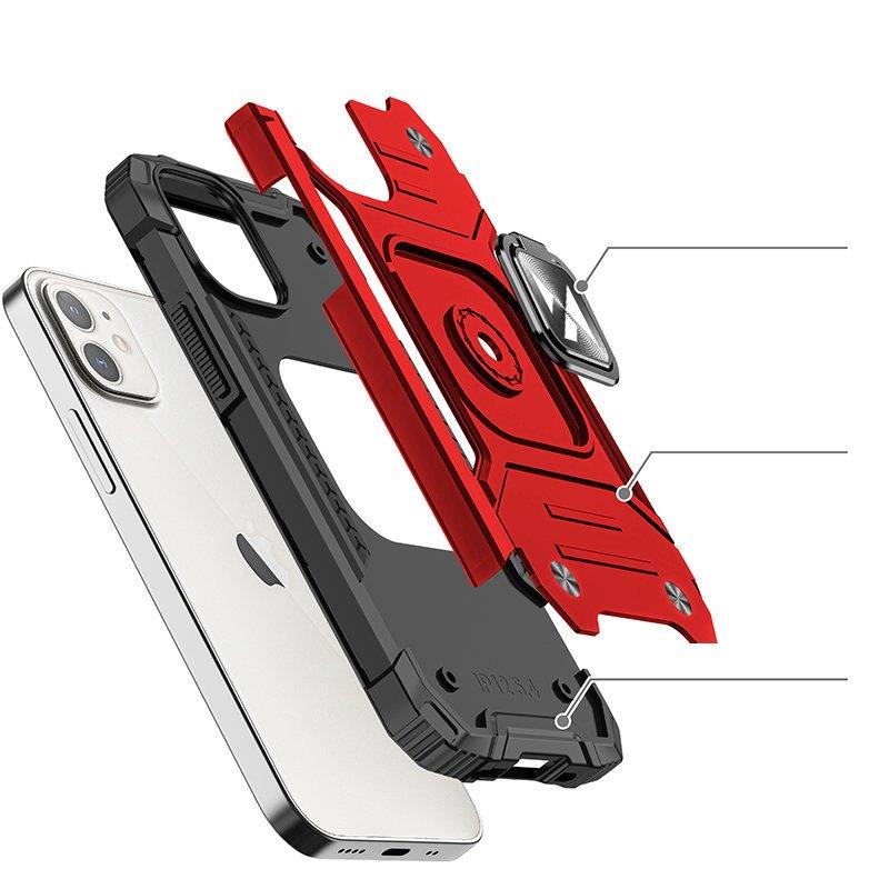 Wozinsky Ring Armor etui til iPhone 14 panserdæksel magnetisk holder ring rød