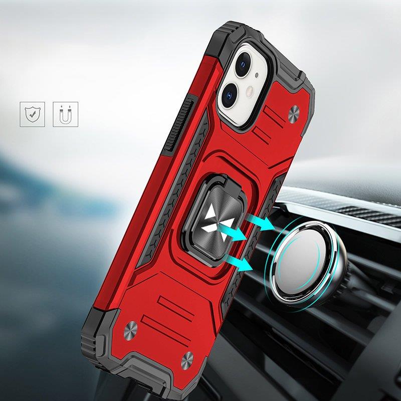 Wozinsky Ring Armor etui til iPhone 14 panserdæksel magnetisk holder ring rød