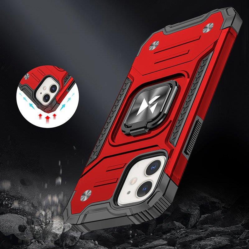 Wozinsky Ring Armor etui til iPhone 14 panserdæksel magnetisk holder ring rød