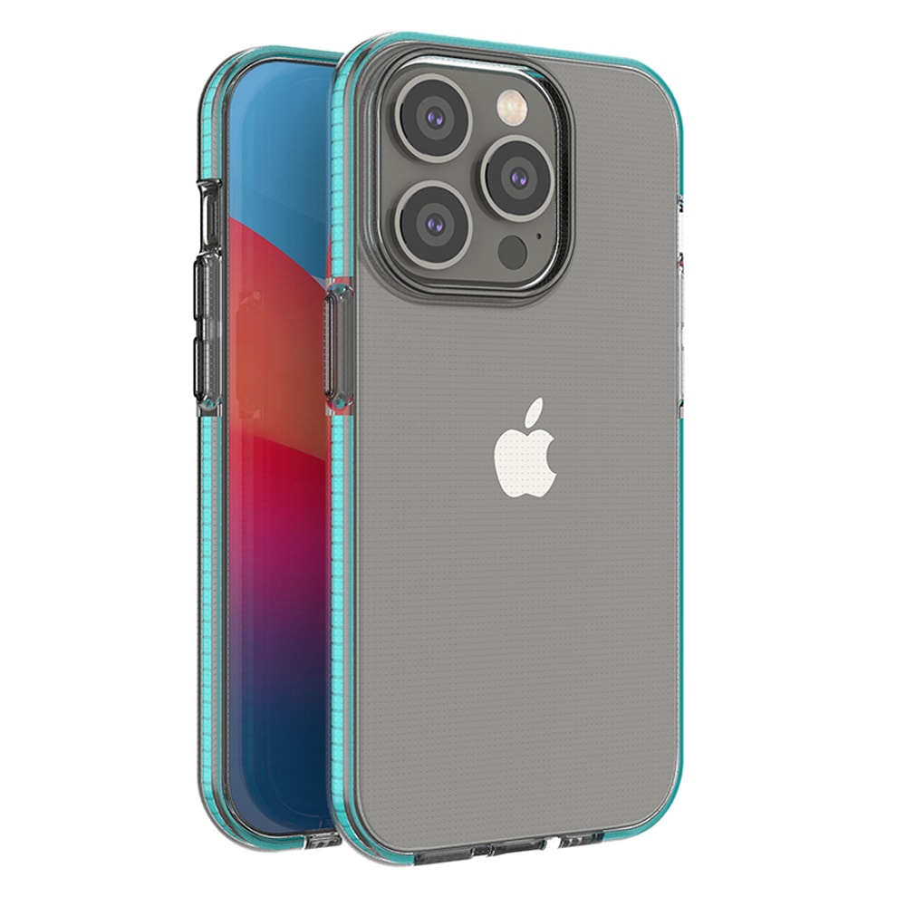 Spring Case-etui til iPhone 14 Pro silikoneetui med ramme lyseblå