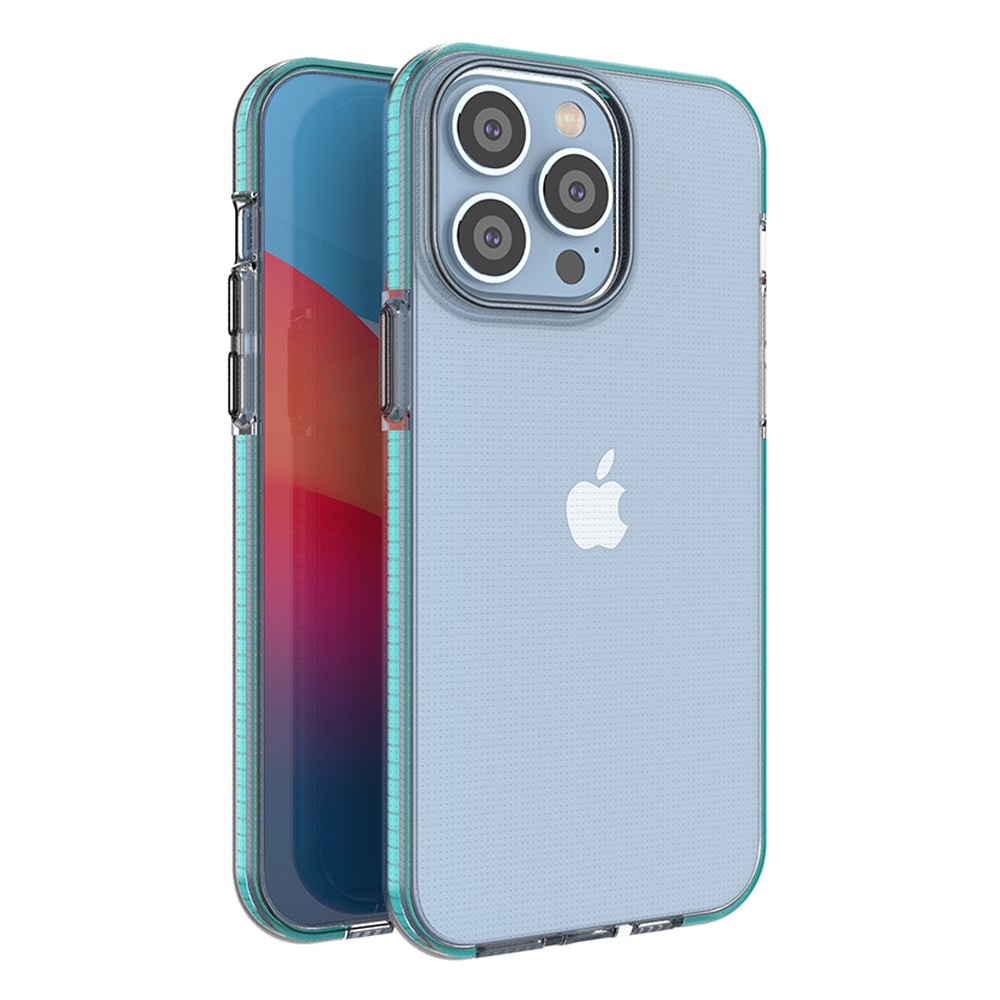 Spring Case til iPhone 14 Pro Max silikoneovertræk med ramme lyseblå