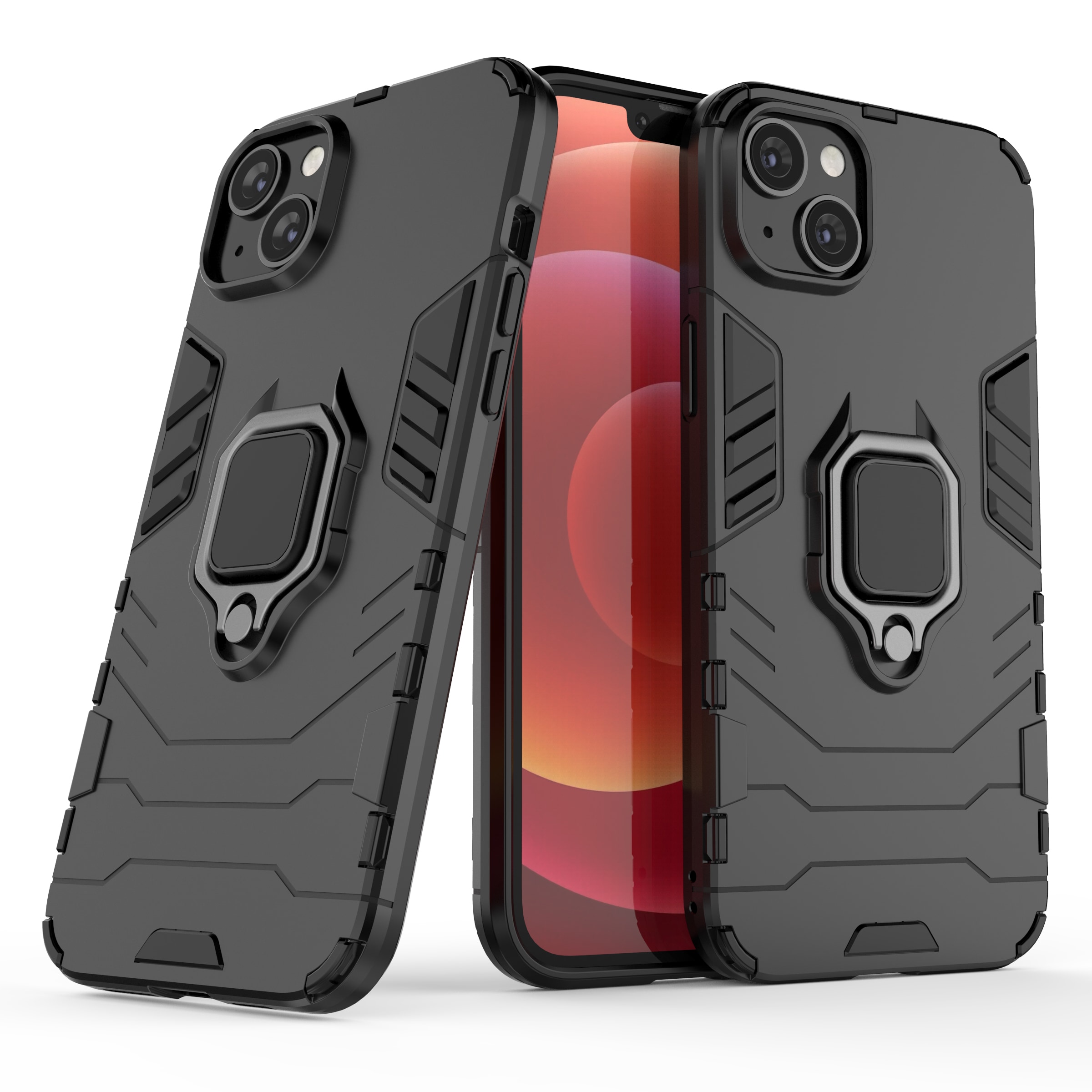 Ring Armor etui til iPhone 14 panserdæksel magnetisk holder ring sort