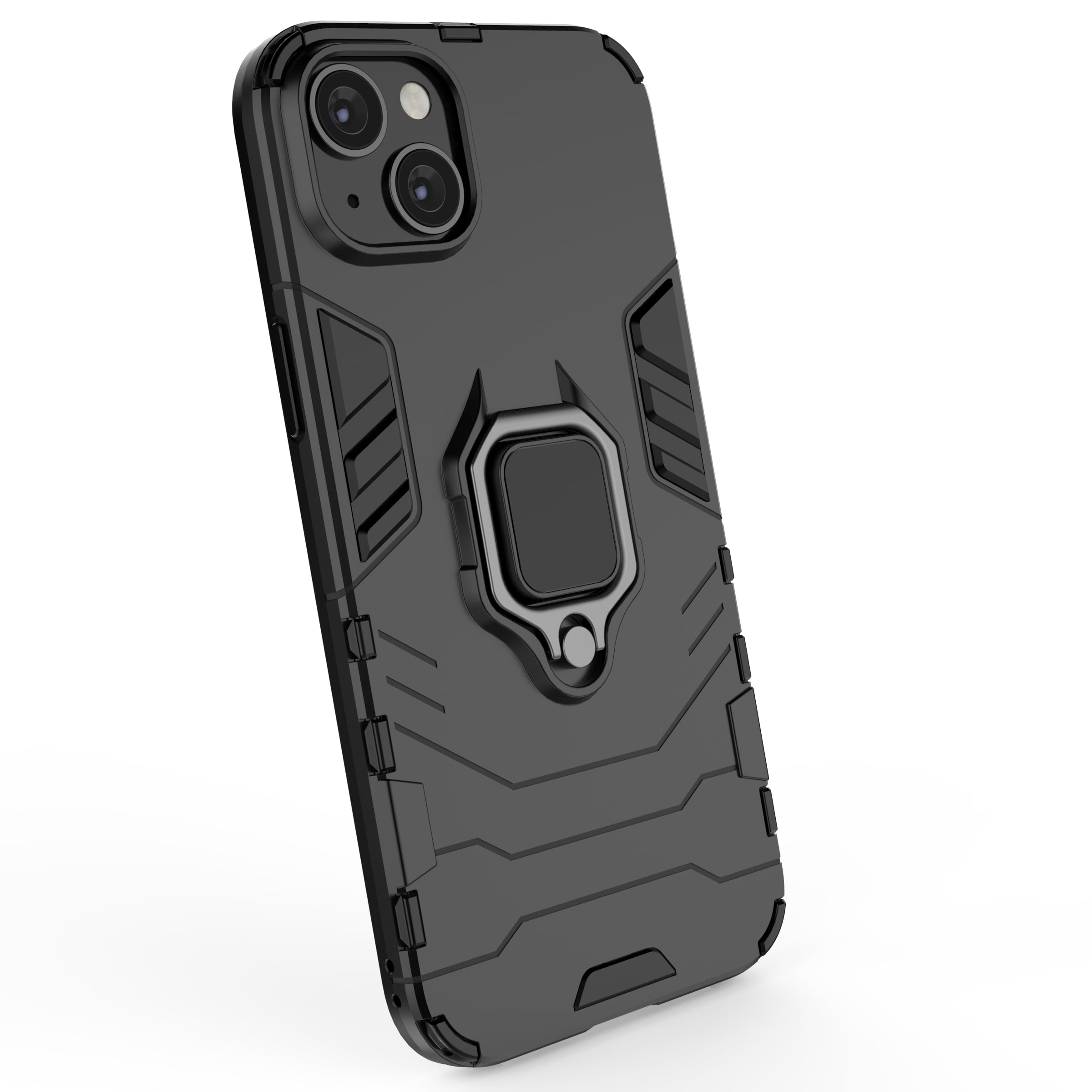 Ring Armor etui til iPhone 14 panserdæksel magnetisk holder ring sort