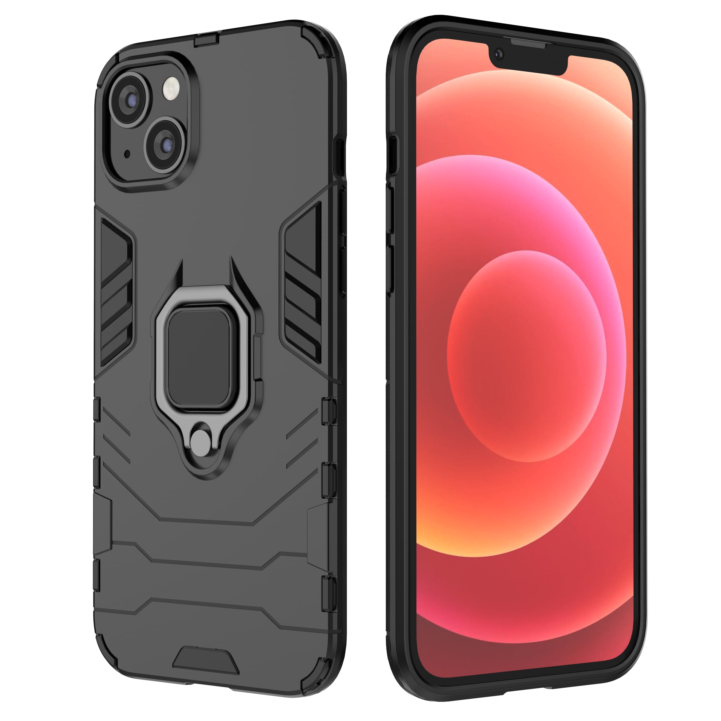 Ring Armor etui til iPhone 14 Plus pansret cover magnetisk holder ring sort