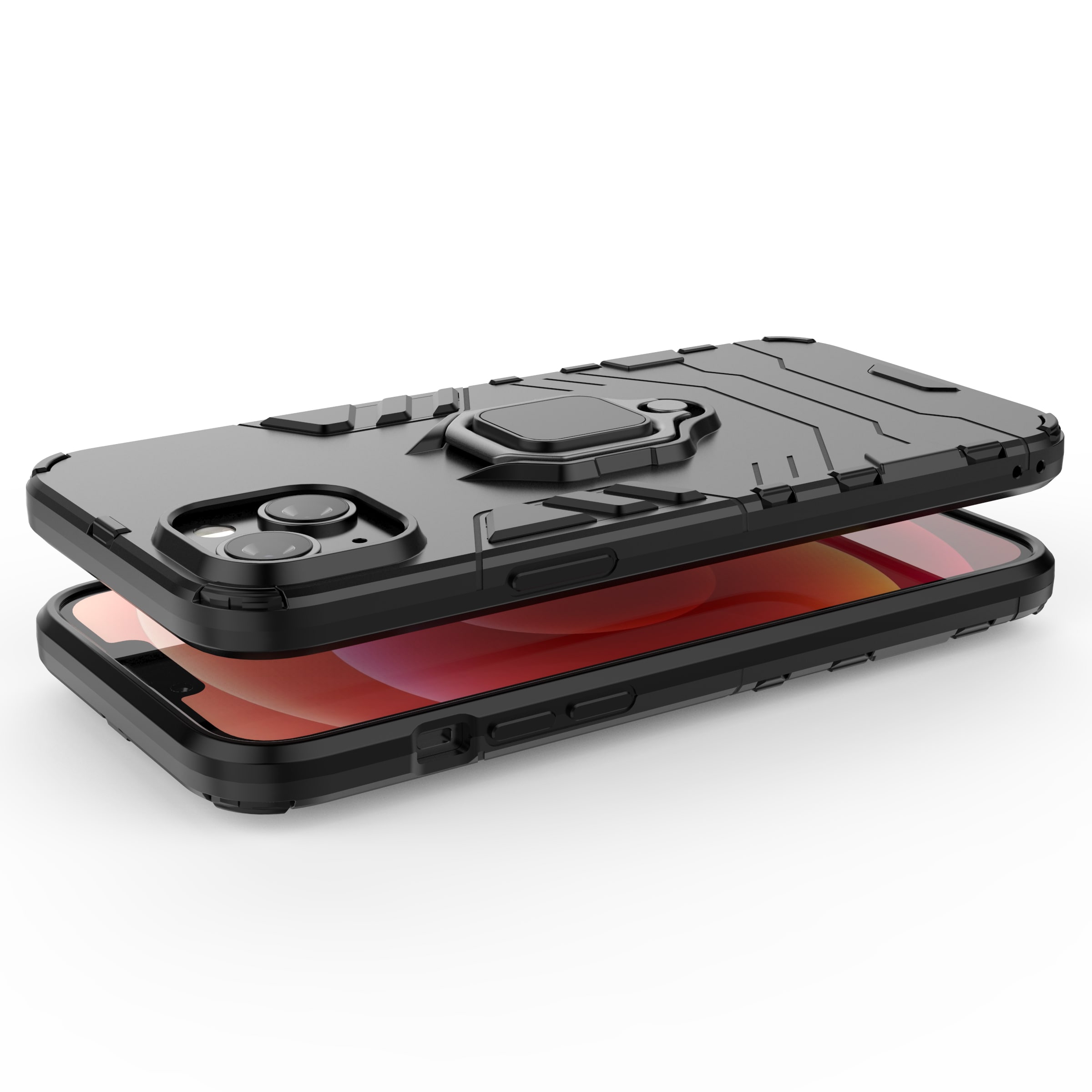 Ring Armor etui til iPhone 14 Plus pansret cover magnetisk holder ring sort
