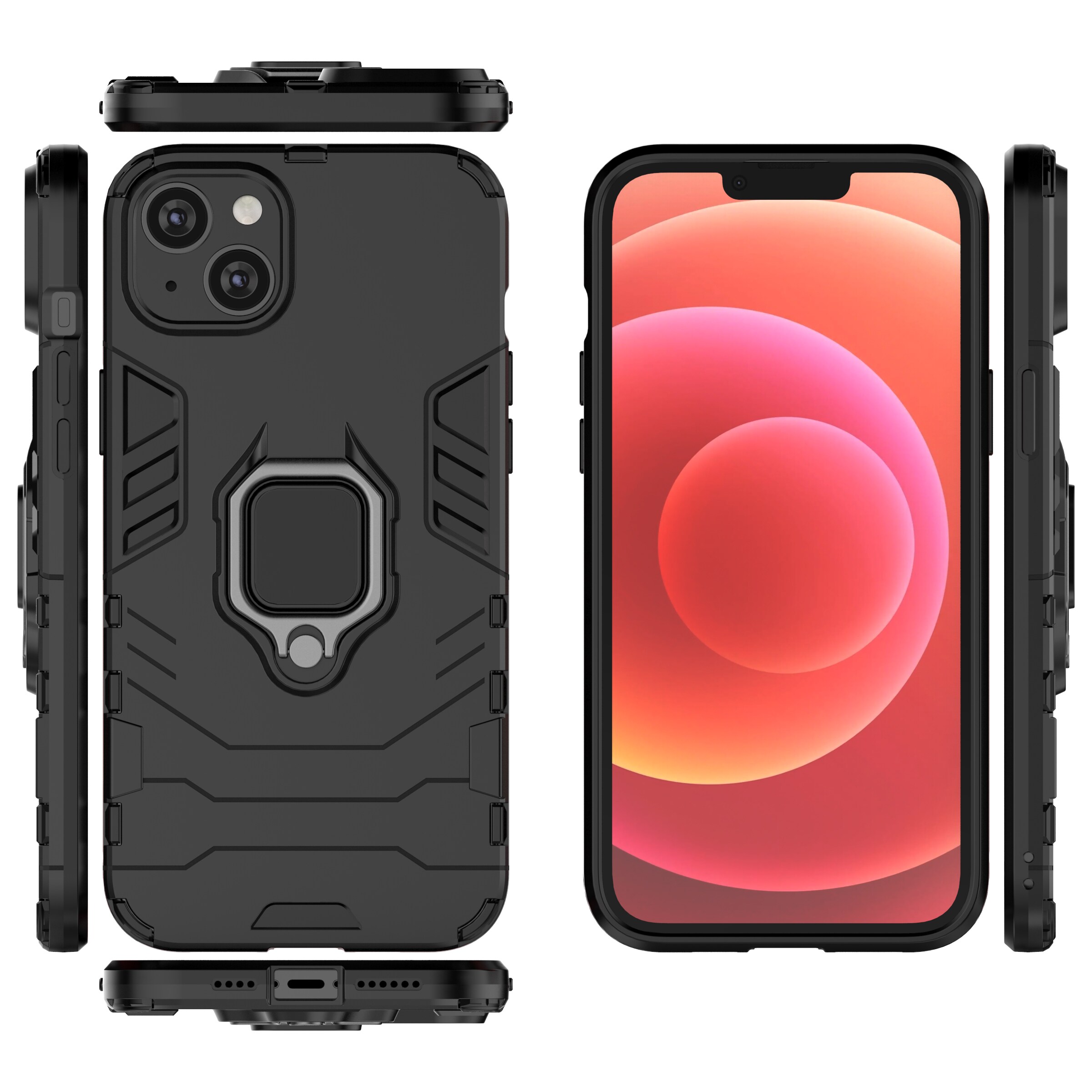 Ring Armor etui til iPhone 14 Pro pansret cover magnetisk holder ring sort