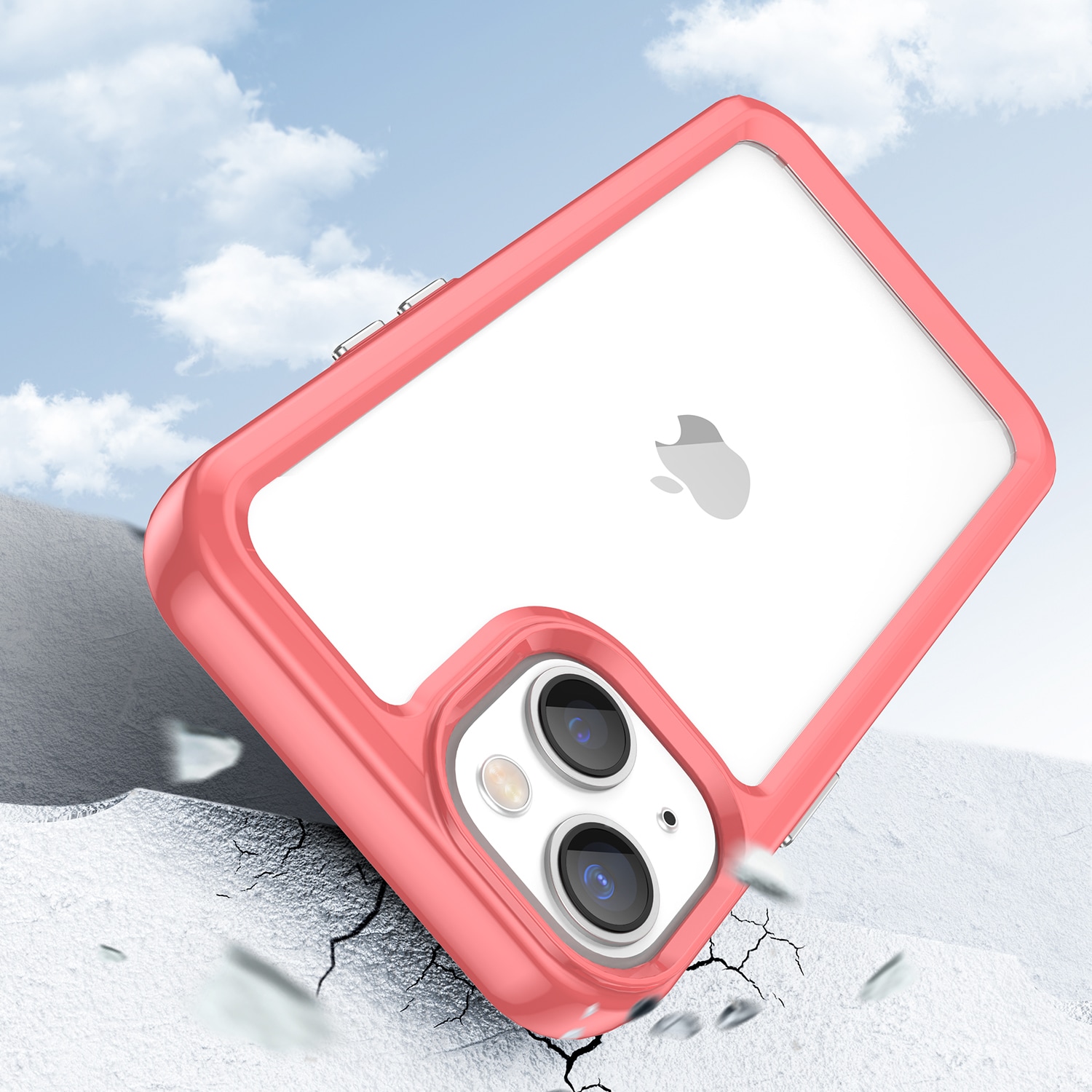 Outer Space Case iPhone 14 hårdt omslag med geleramme rød