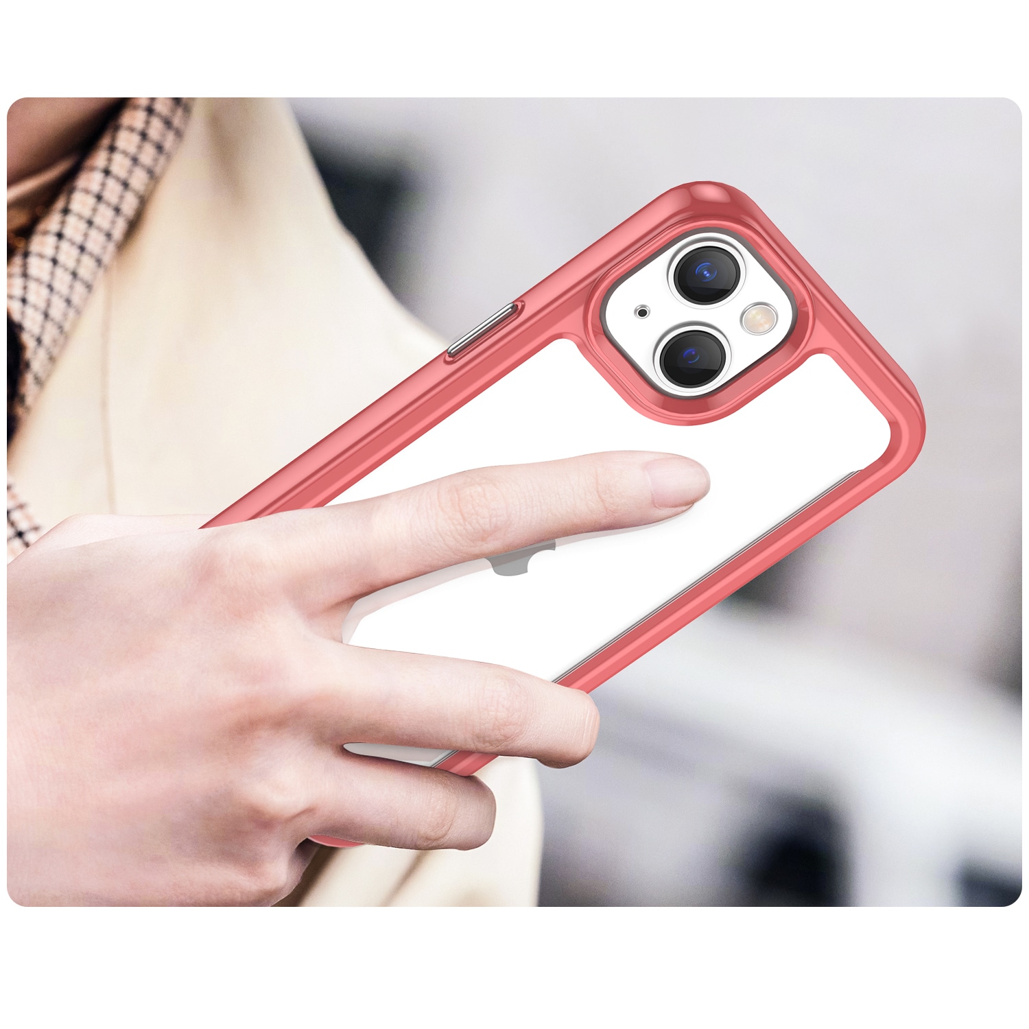 Outer Space Case iPhone 14 hårdt omslag med geleramme rød