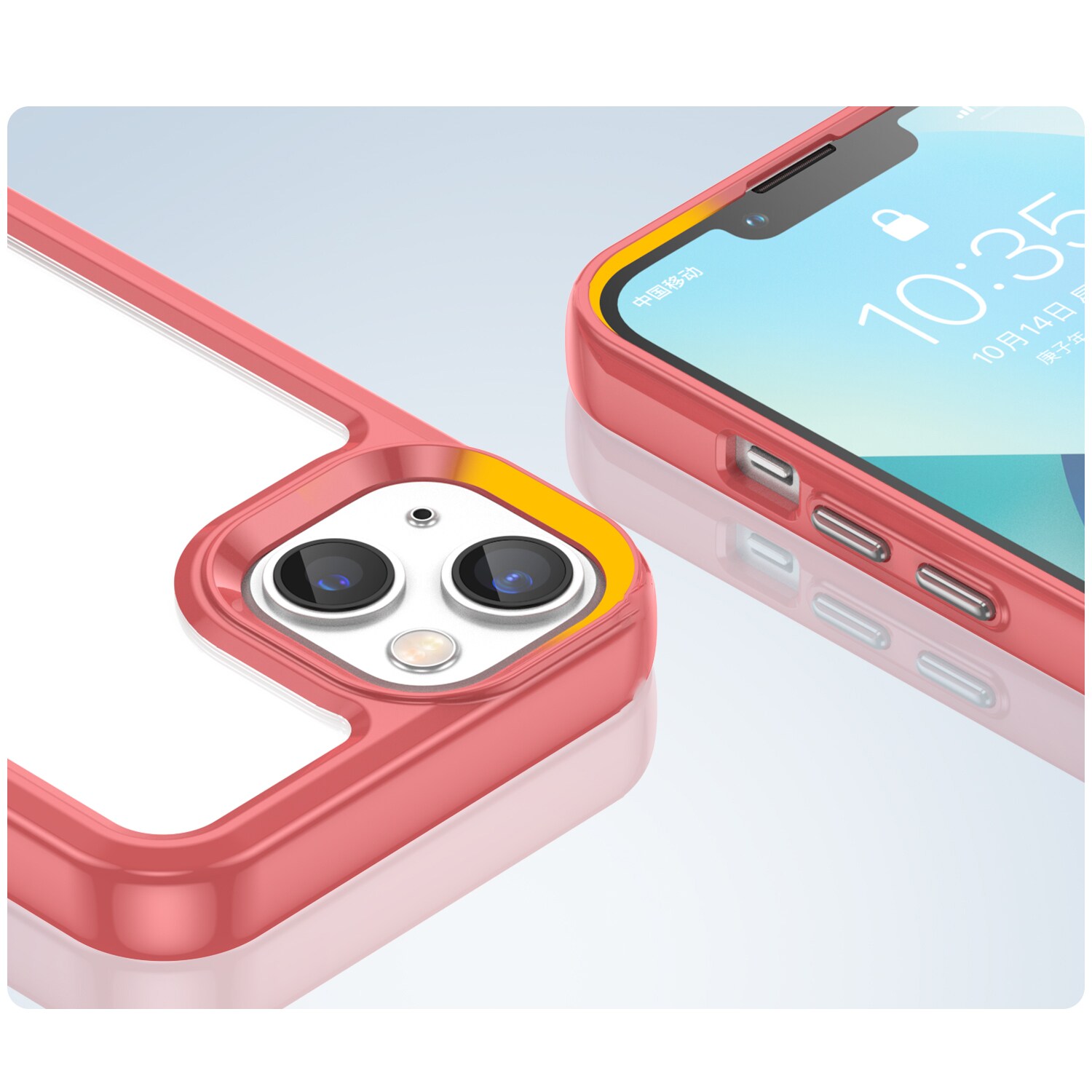Outer Space Case iPhone 14 hårdt omslag med geleramme rød