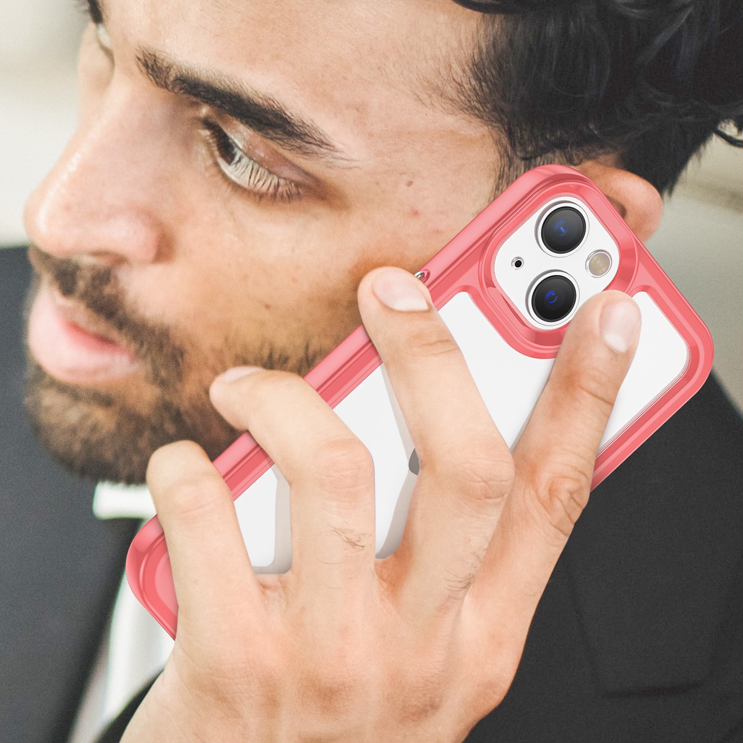 Outer Space Case iPhone 14 hårdt omslag med geleramme rød