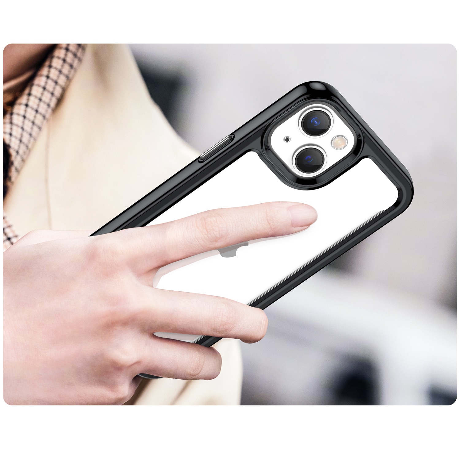 Outer Space Case iPhone 14 Plus hårdt cover med geleramme sort