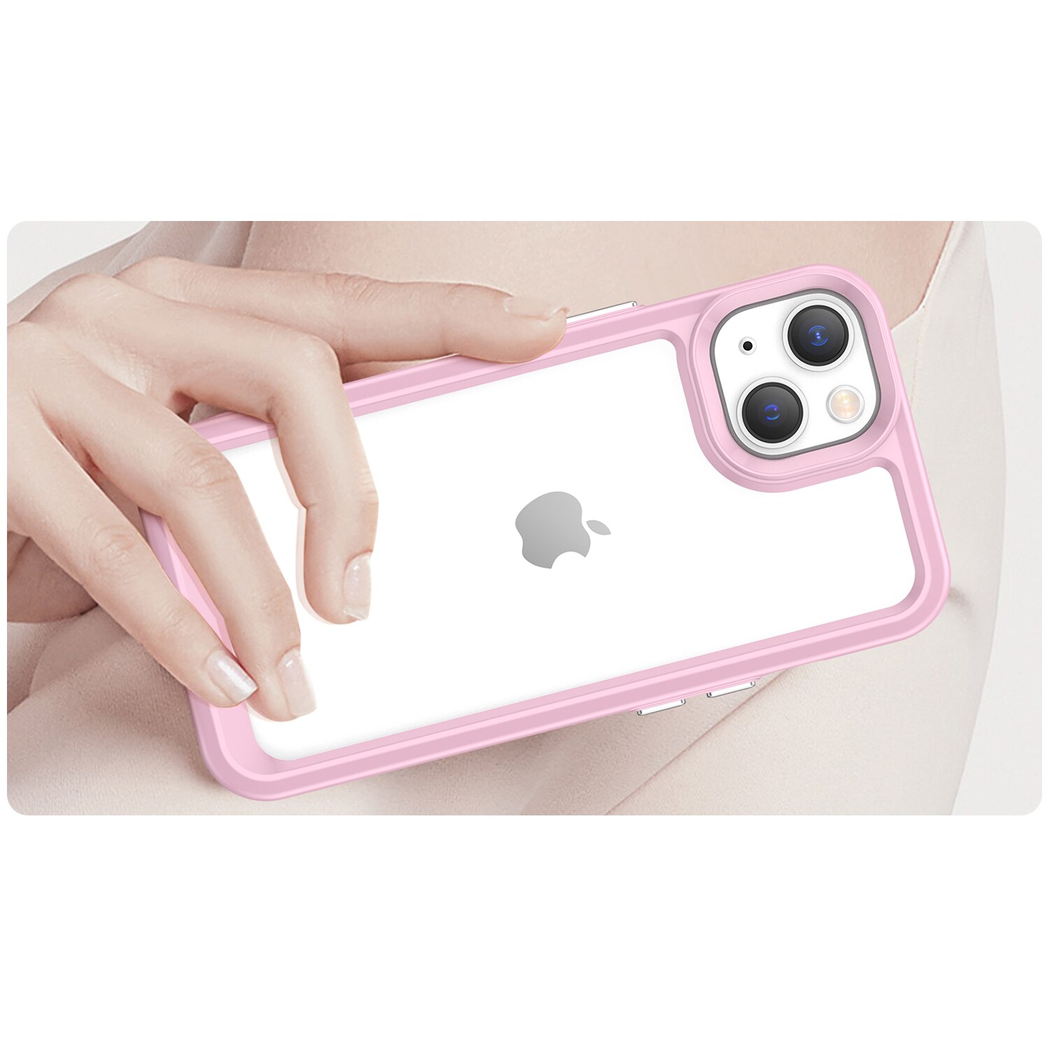 Outer Space Case iPhone 14 Plus hårdt cover med geleramme pink
