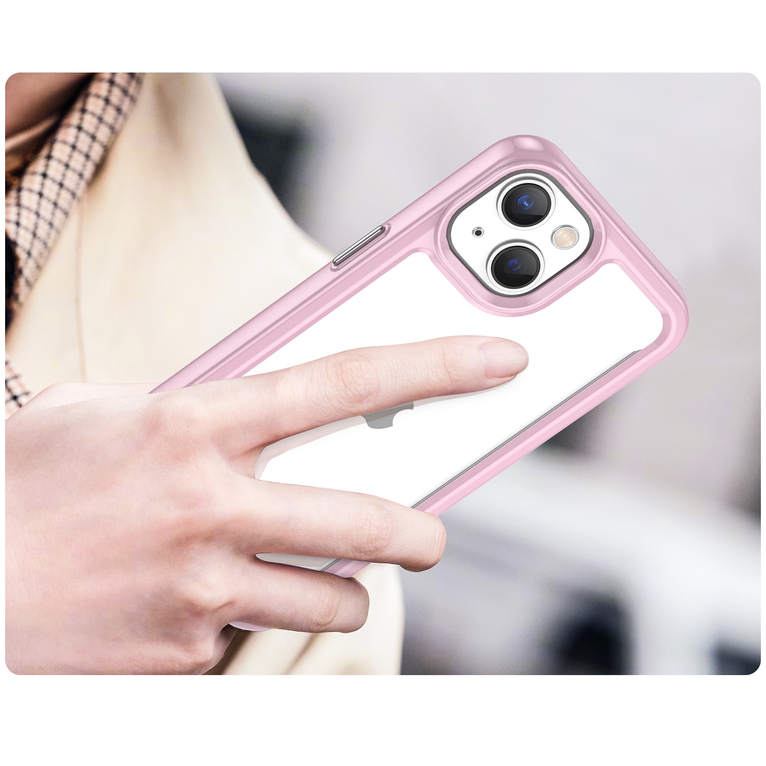 Outer Space Case iPhone 14 Plus hårdt cover med geleramme pink