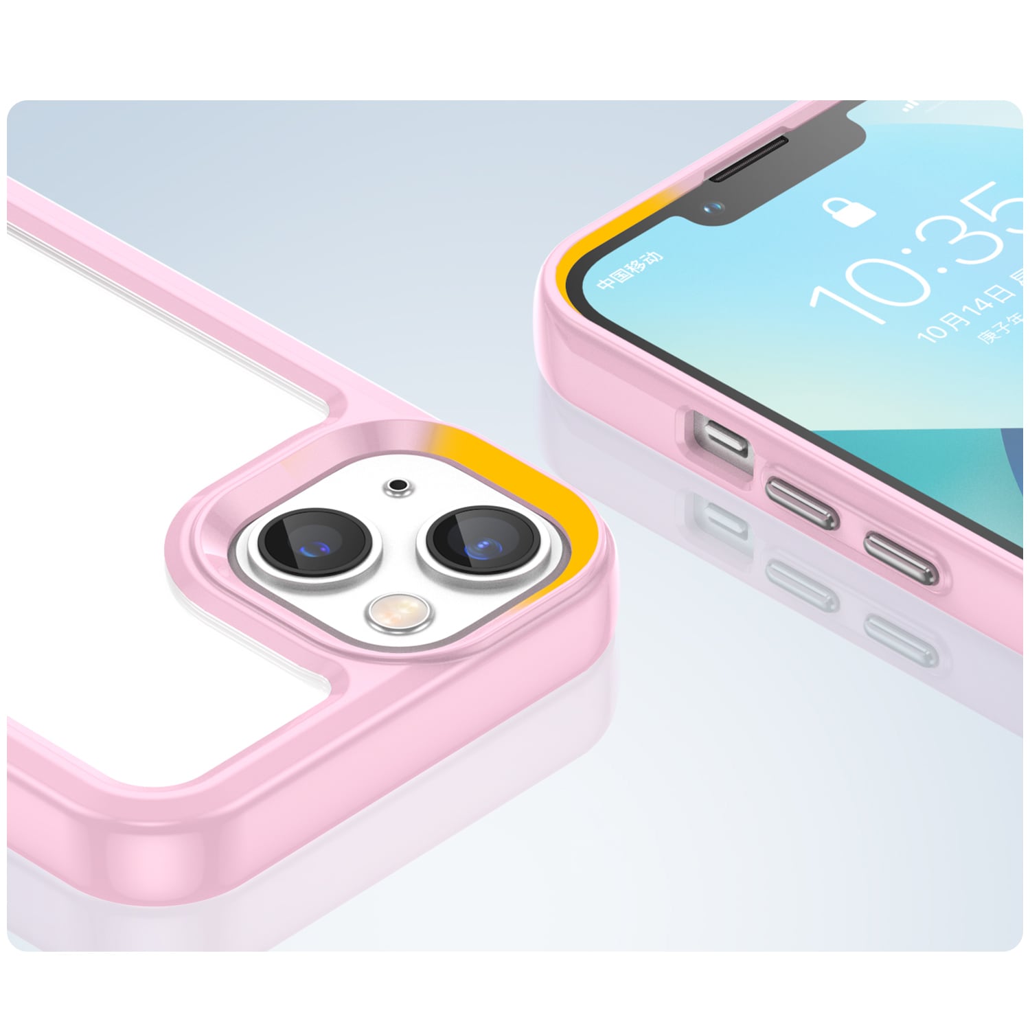 Outer Space Case iPhone 14 Plus hårdt cover med geleramme pink