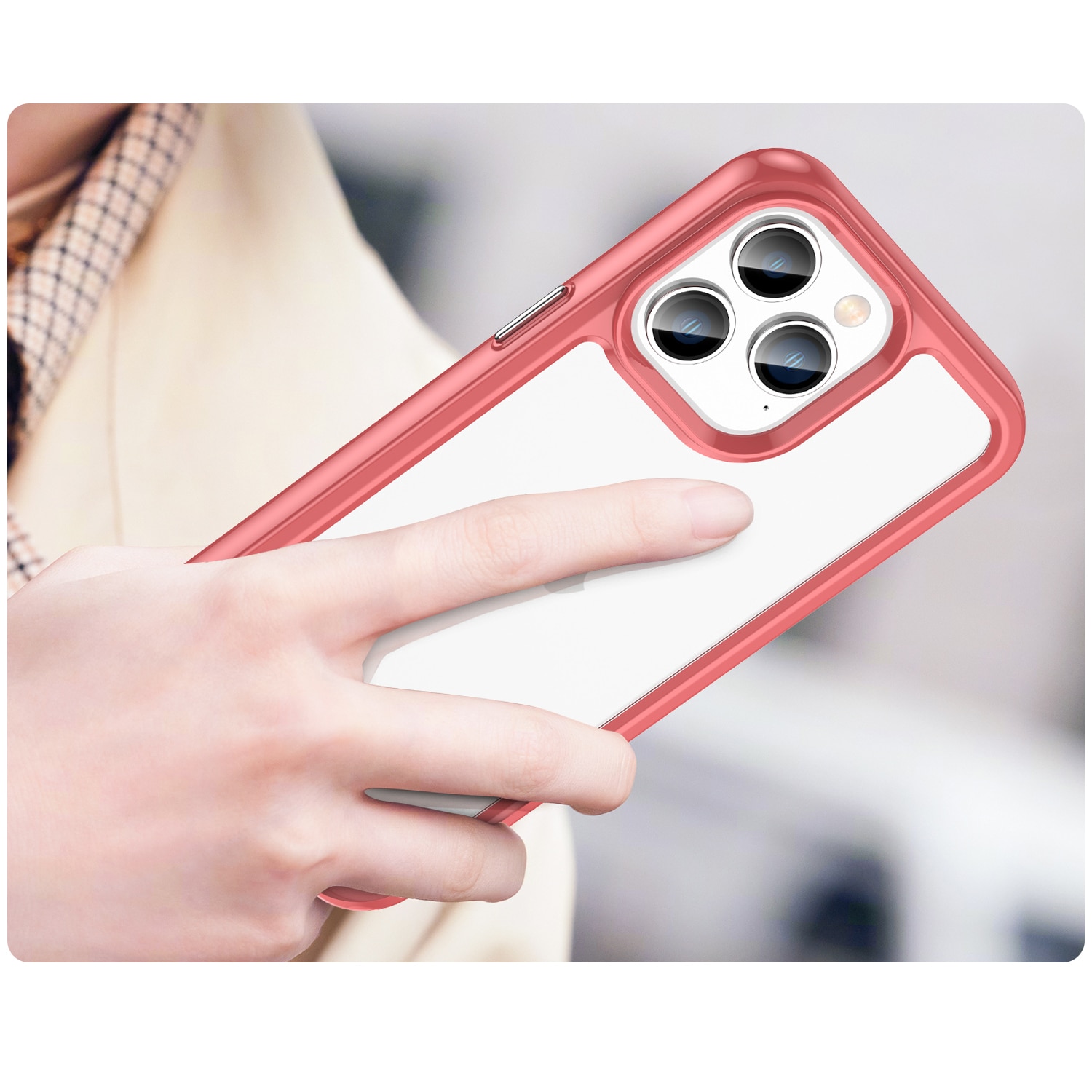 Outer Space Case iPhone 14 Pro hårdt cover med geleramme rød