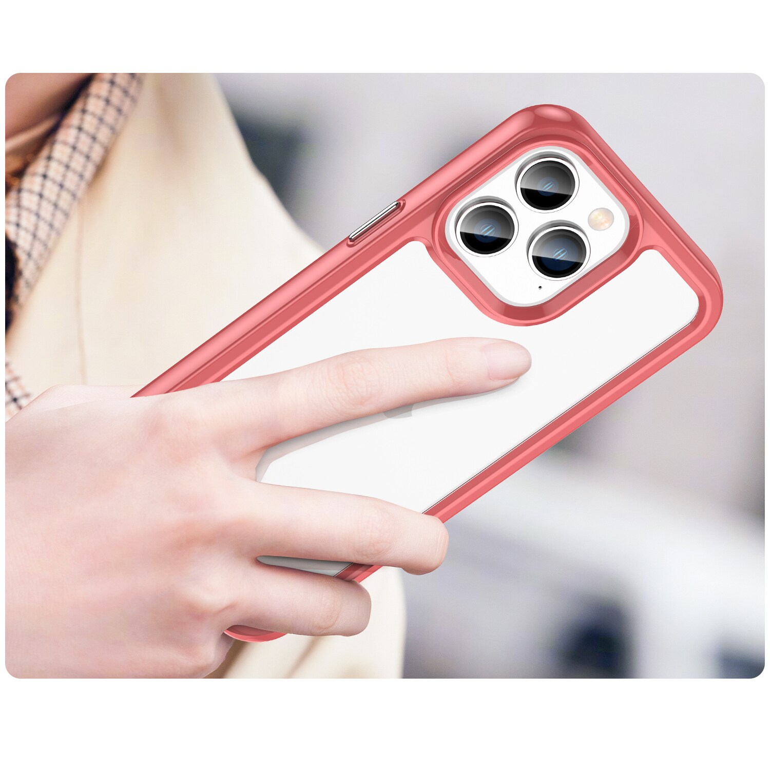 Outer Space Case iPhone 14 Pro Max hårdt cover med geleramme rød