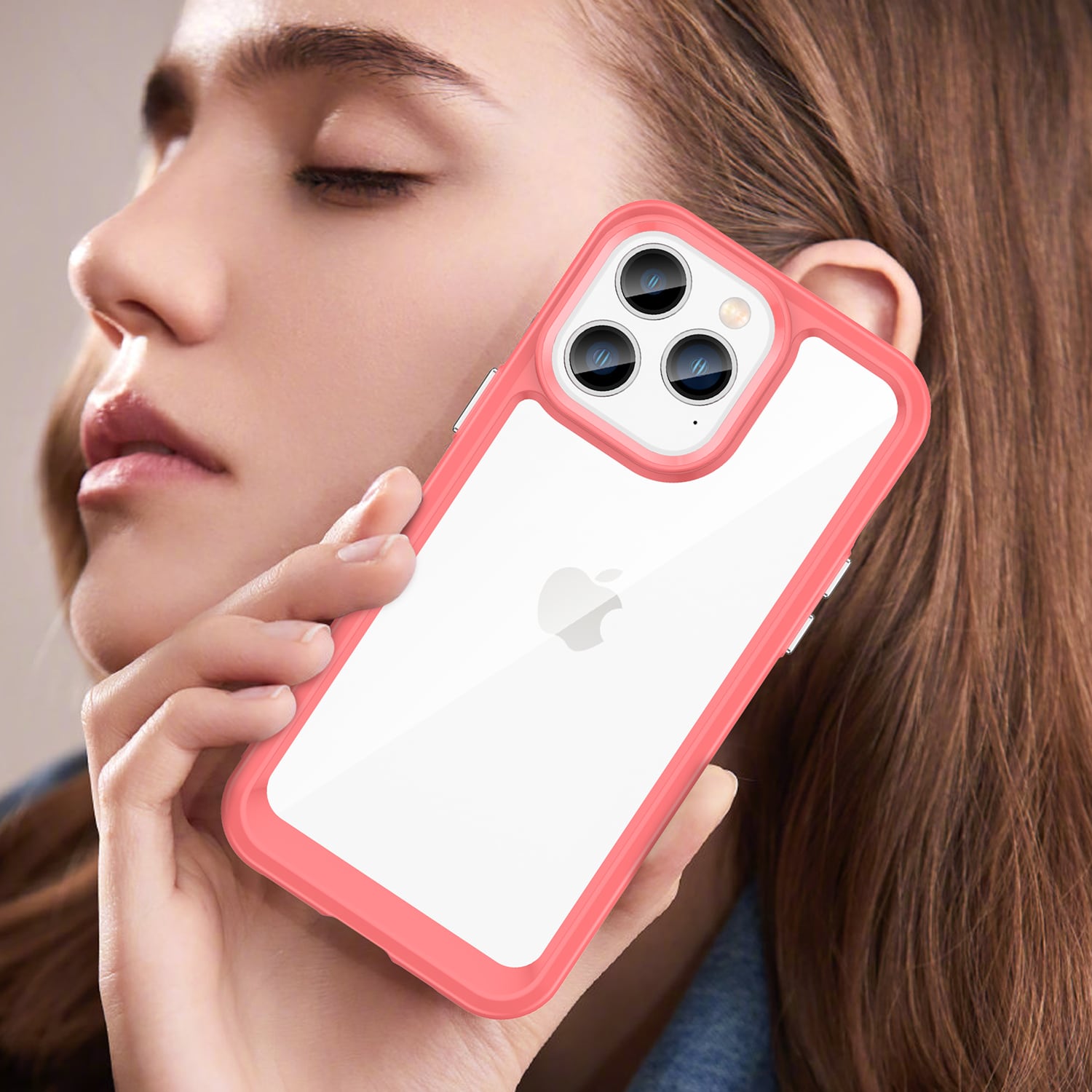 Outer Space Case iPhone 14 Pro Max hårdt cover med geleramme rød