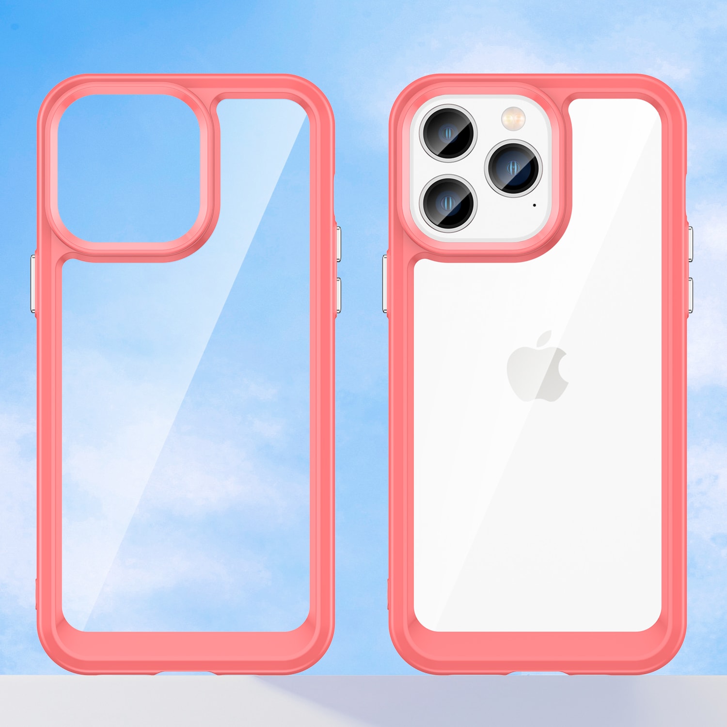 Outer Space Case iPhone 14 Pro Max hårdt cover med geleramme rød