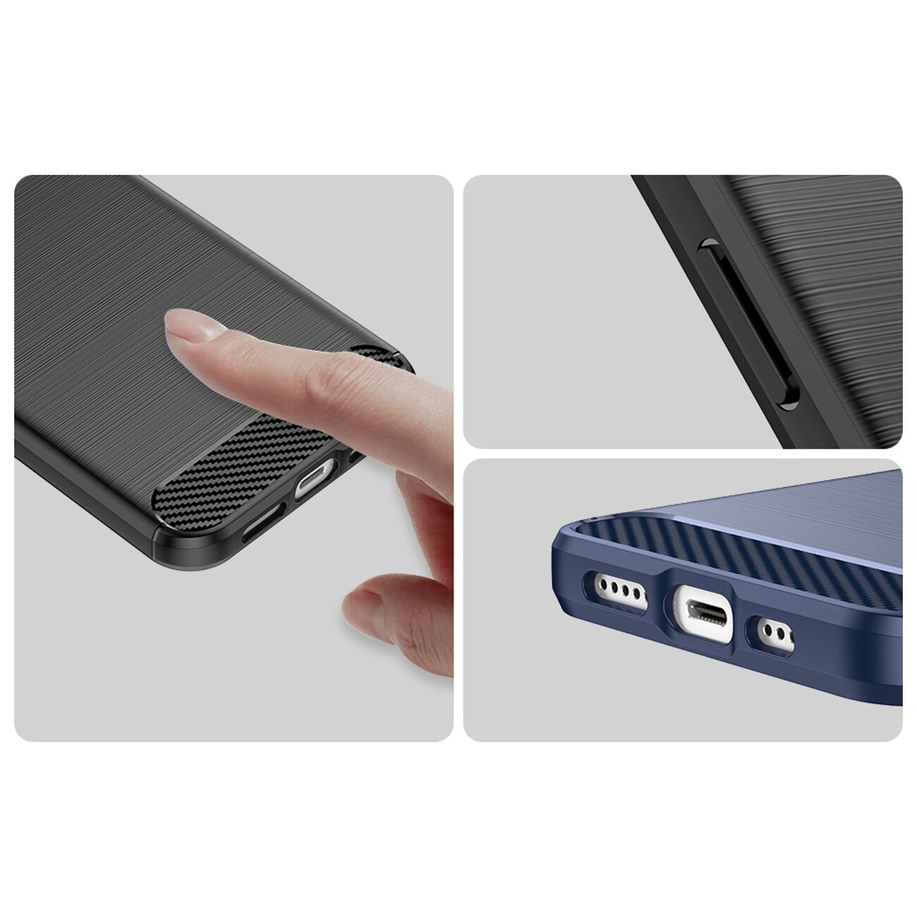Carbon Case til iPhone 14 Plus fleksibelt gelbagcover blå