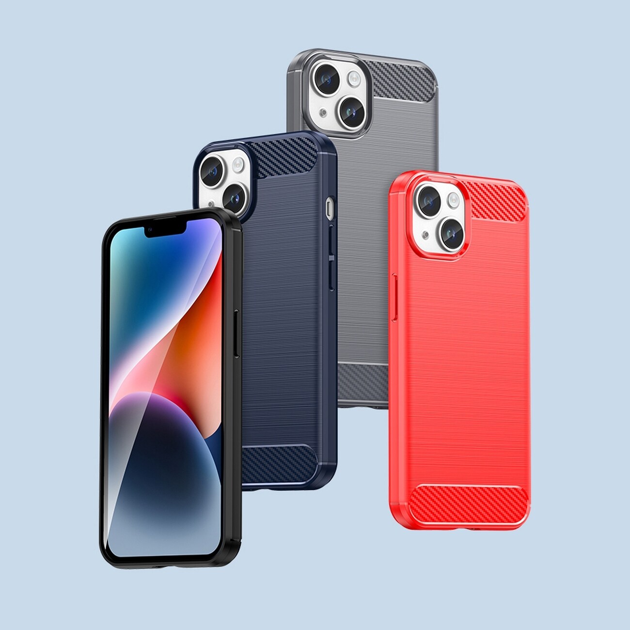 Carbon Case til iPhone 14 Plus fleksibelt gelbagcover blå