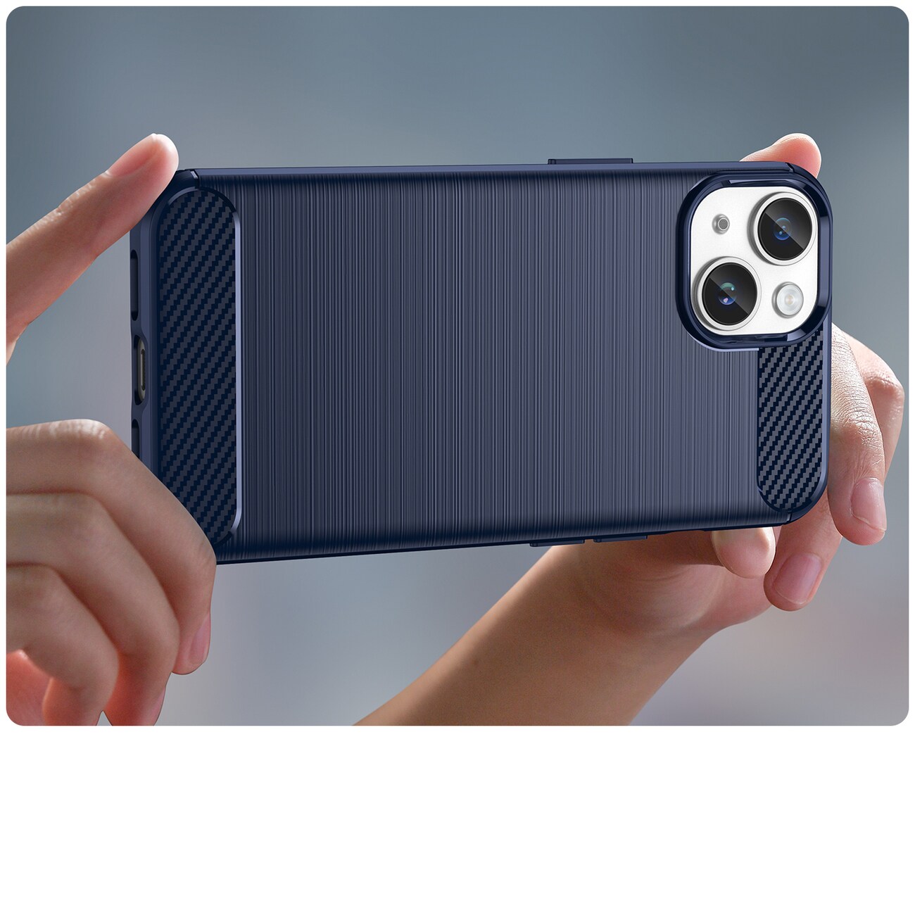 Carbon Case til iPhone 14 Plus fleksibelt gelbagcover blå
