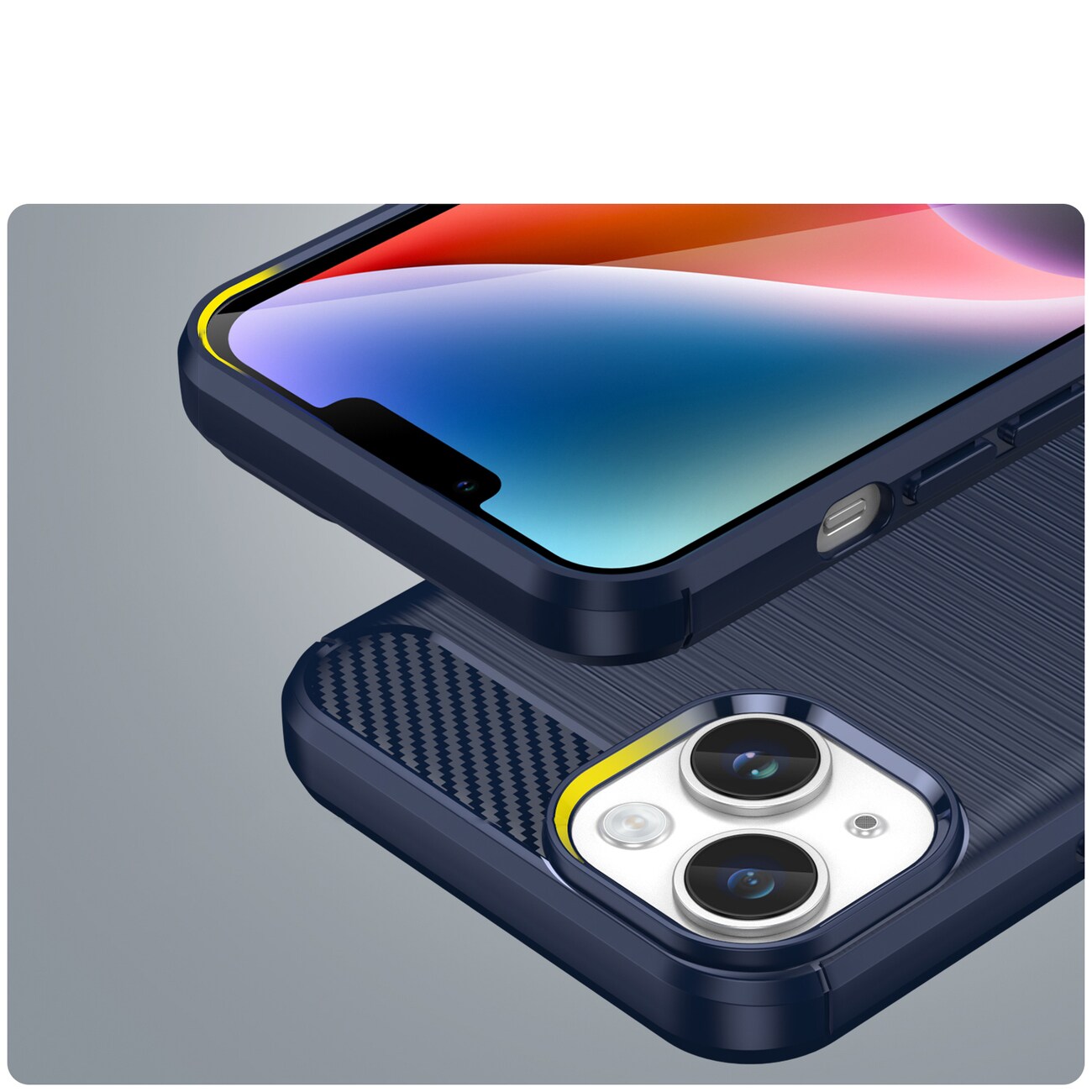 Carbon Case til iPhone 14 Plus fleksibelt gelbagcover blå